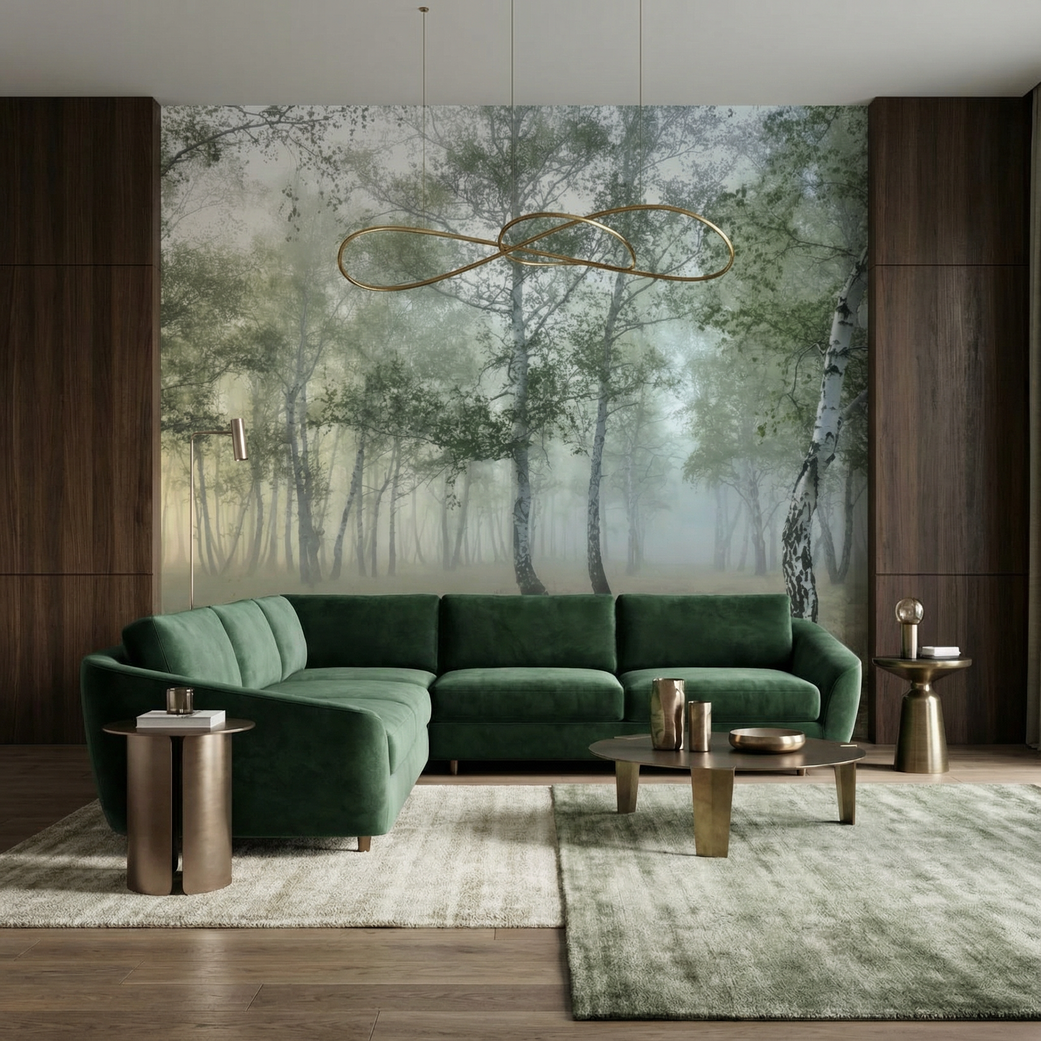 Mystical Green Forest Stream Mural Wallpaper