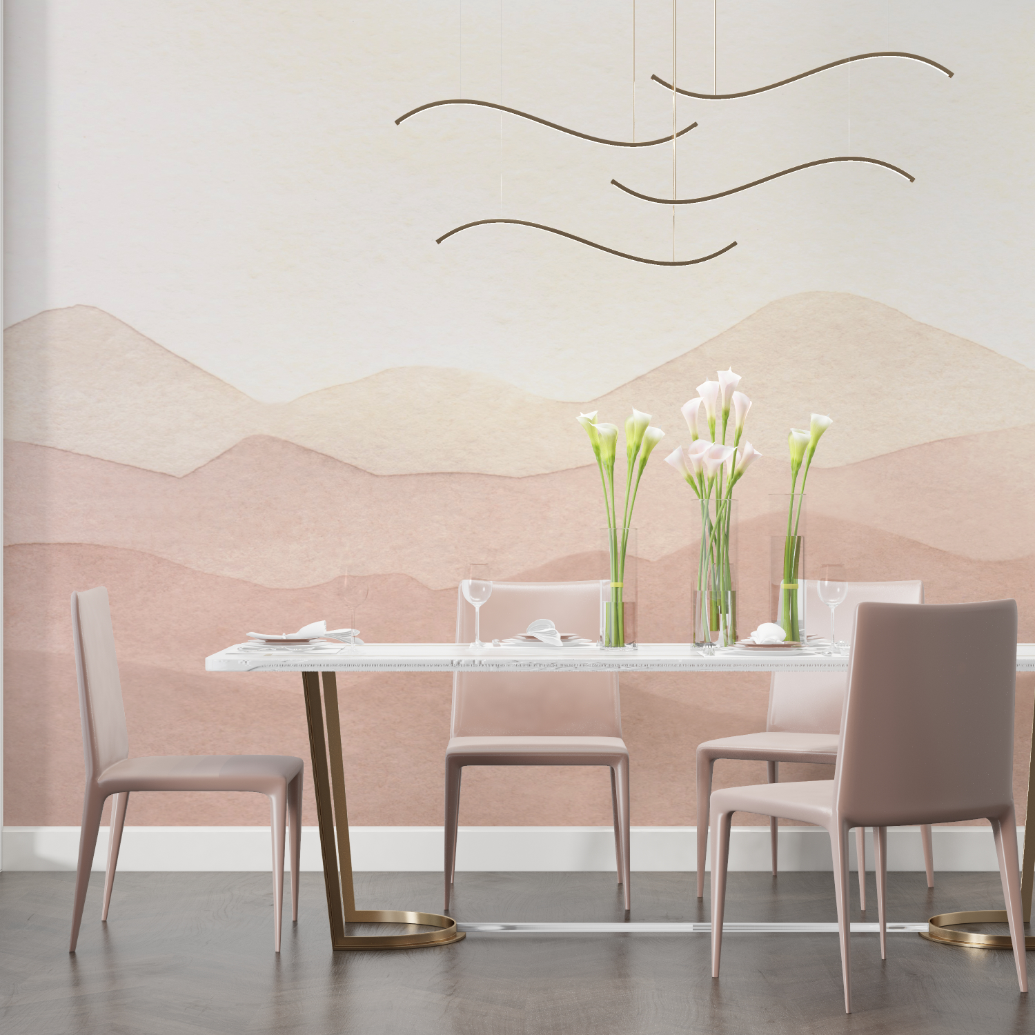 Cozy Minimalist Mountain Neutral Wallpaper | Murals Wallpaper