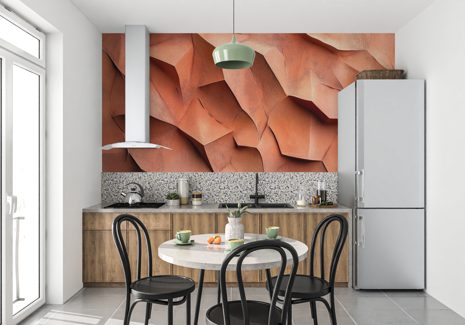 Terracotta Sculpted Plaster Wallpaper | Murals Wallpaper