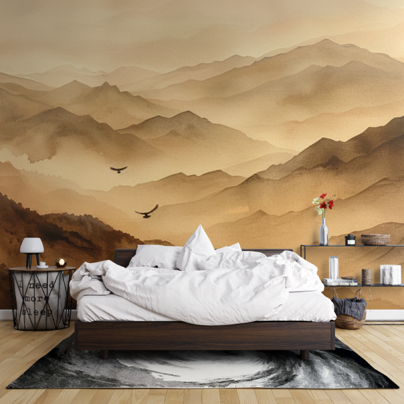 Terracotta Mountain in Fog Wallpaper | Murals Wallpaper