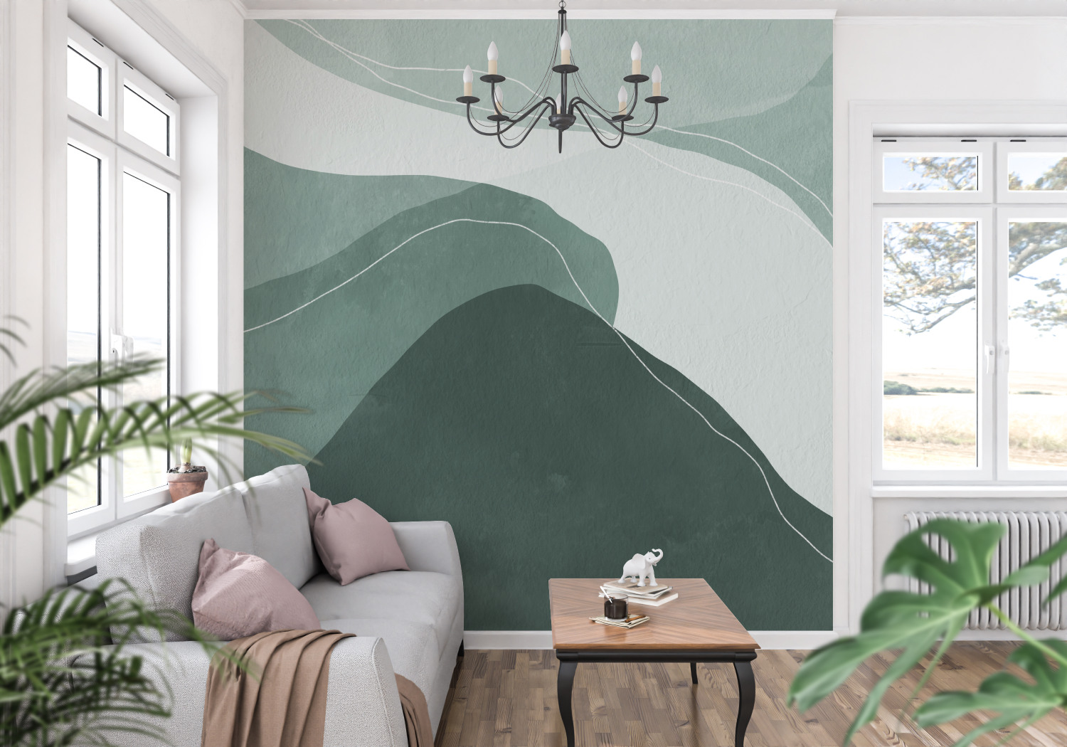 Gray and Green Wallpaper | Murals Wallpaper