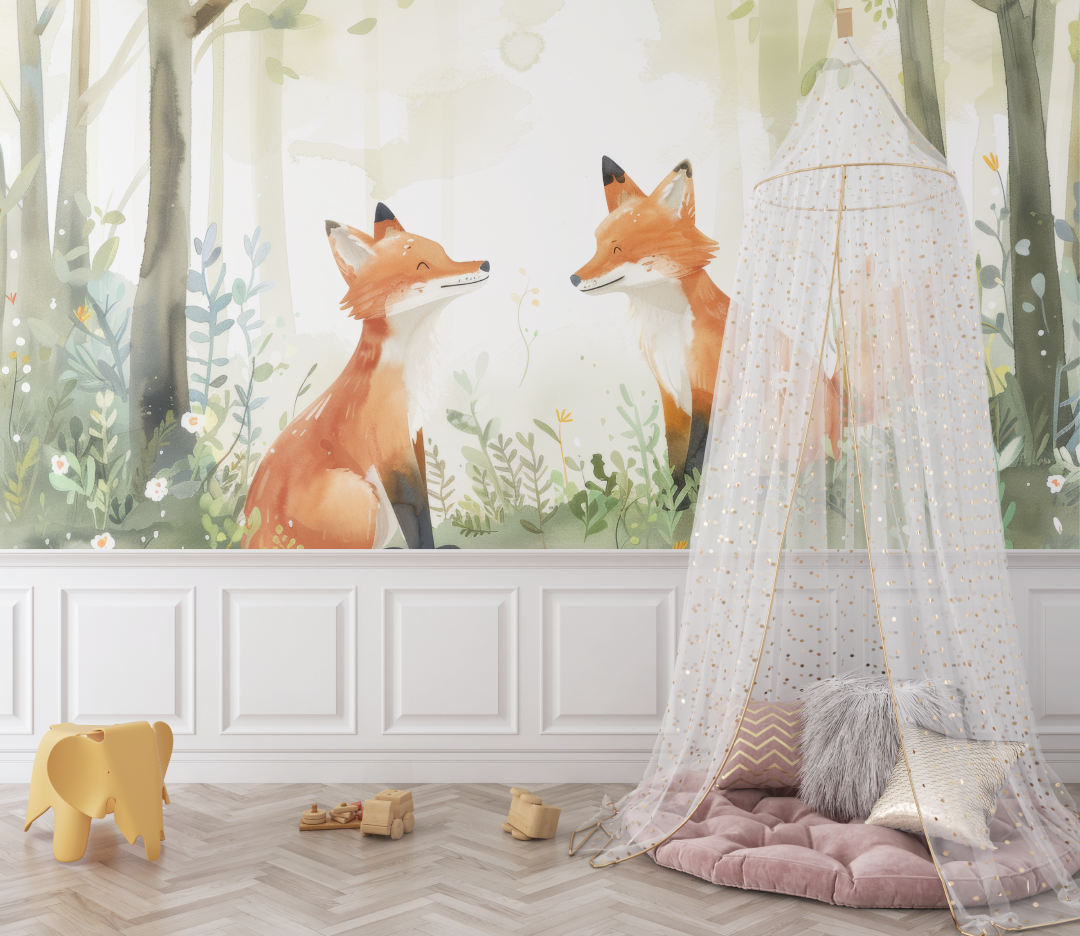Forest Green Fox Wallpaper | Murals Wallpaper