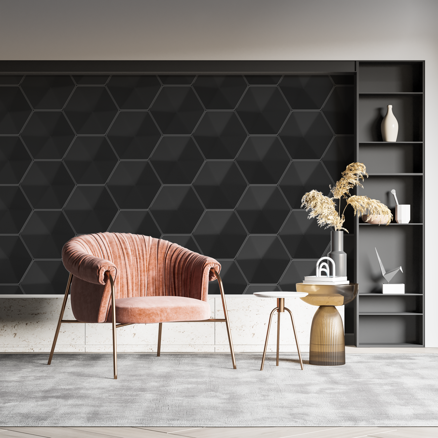 Black Hexagon Wallpaper | Murals Wallpaper