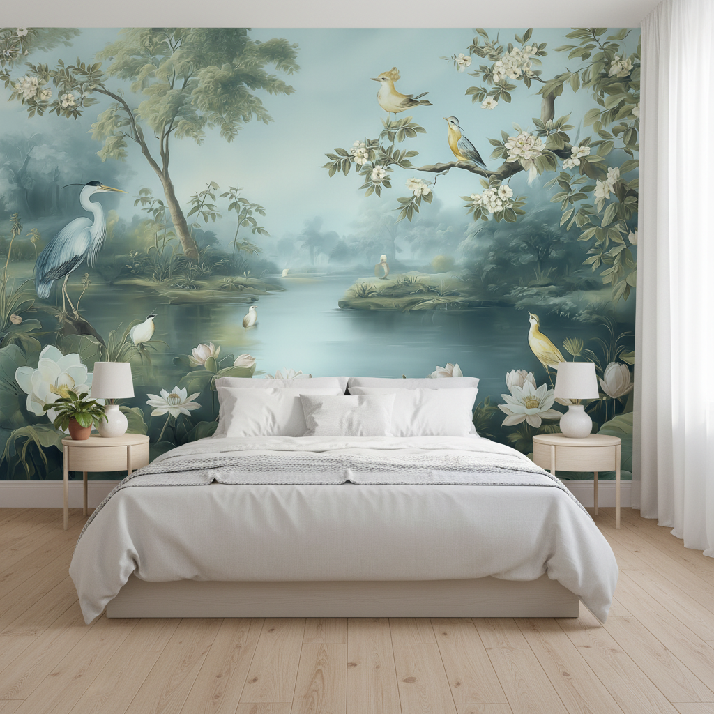 Vintage aquarel landschap behang behang