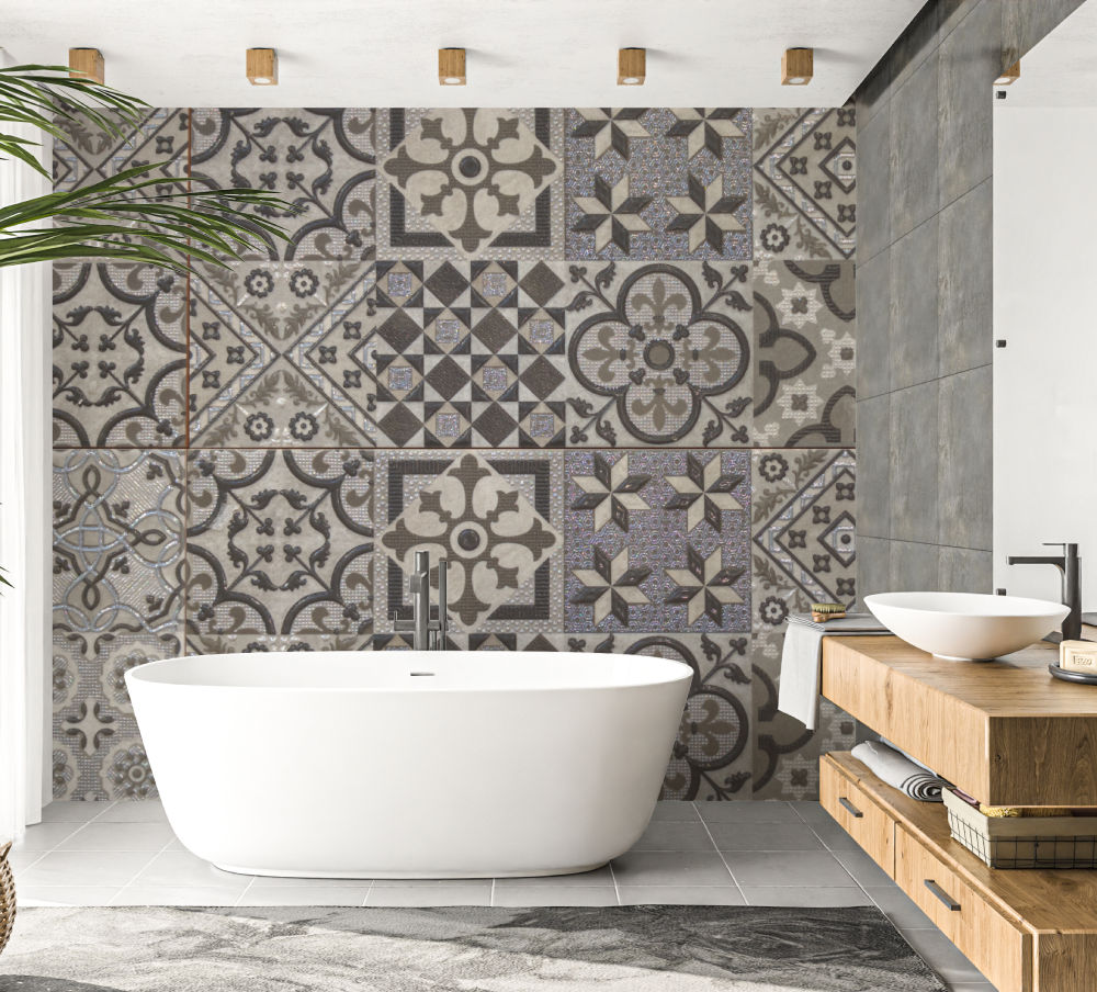 Cement Tile Wallpaper Bathroom | Murals Wallpaper