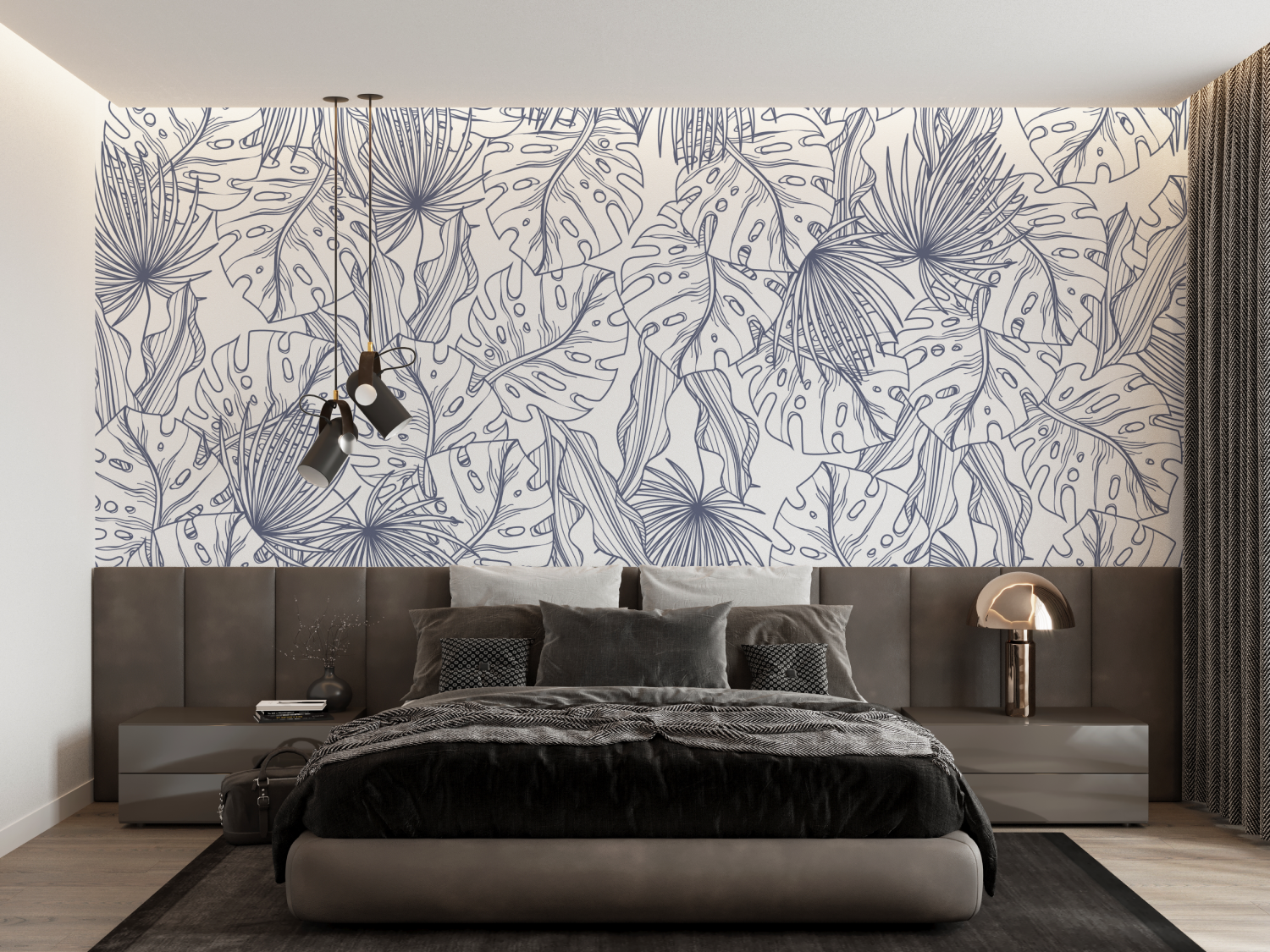 Jungle Atmosphere Toile de Jouy Wallpaper | Murals Wallpaper