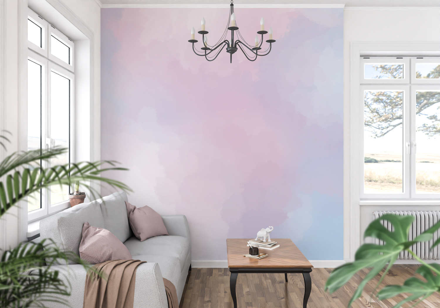 Blue and Pink Wallpaper | Murals Wallpaper