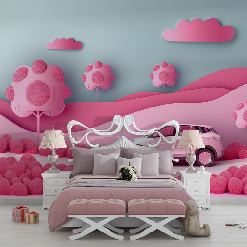 3D Wallpaper for Girls' Car Room | Murals Wallpaper