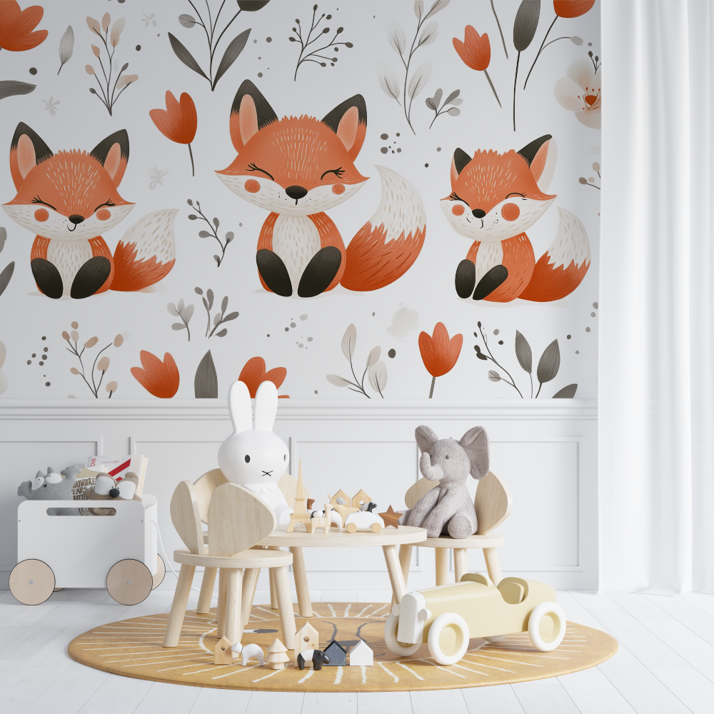 Floral Fox Wallpaper | Murals Wallpaper
