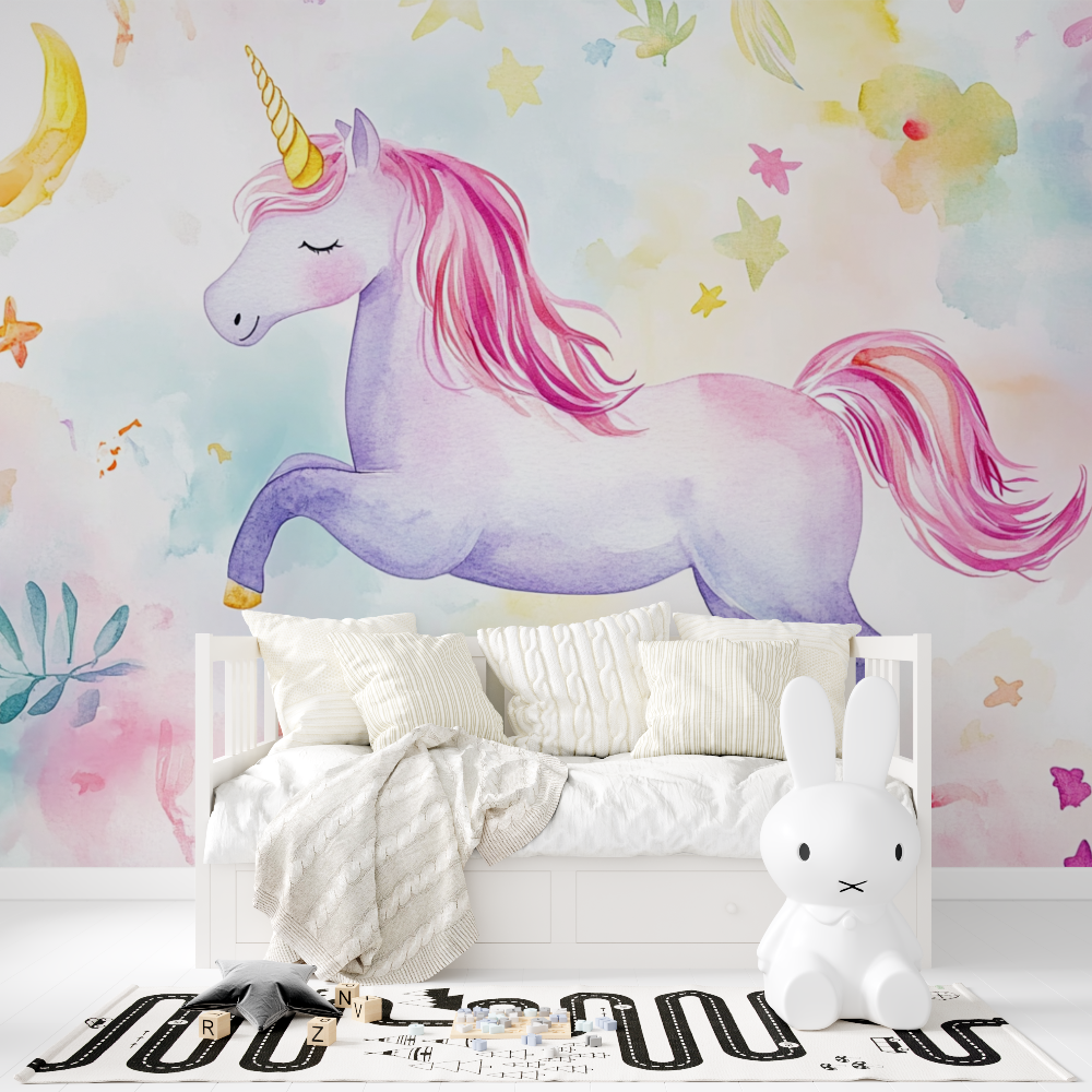 Fairy White Unicorn Wallpaper | Murals Wallpaper