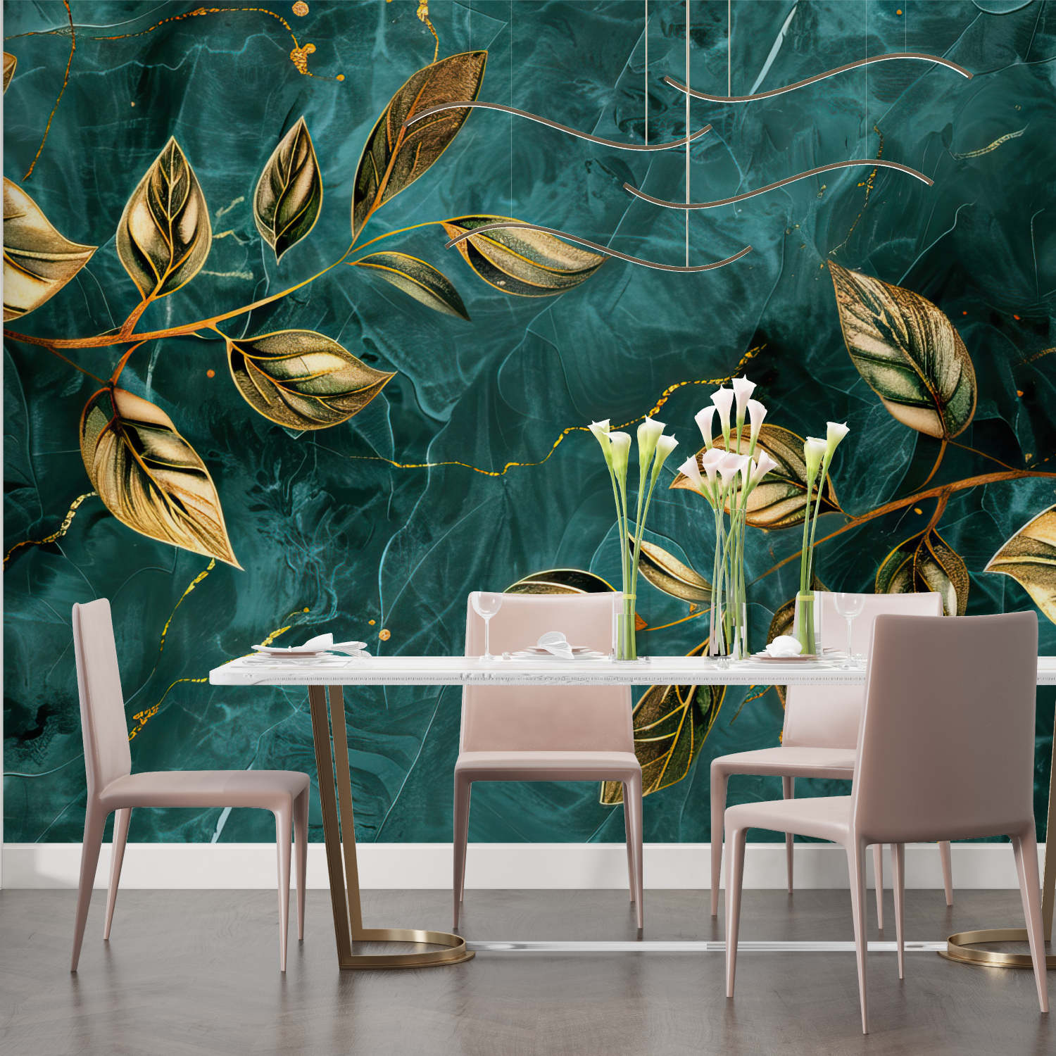 Peacock Blue and Gold Wallpaper | Murals Wallpaper