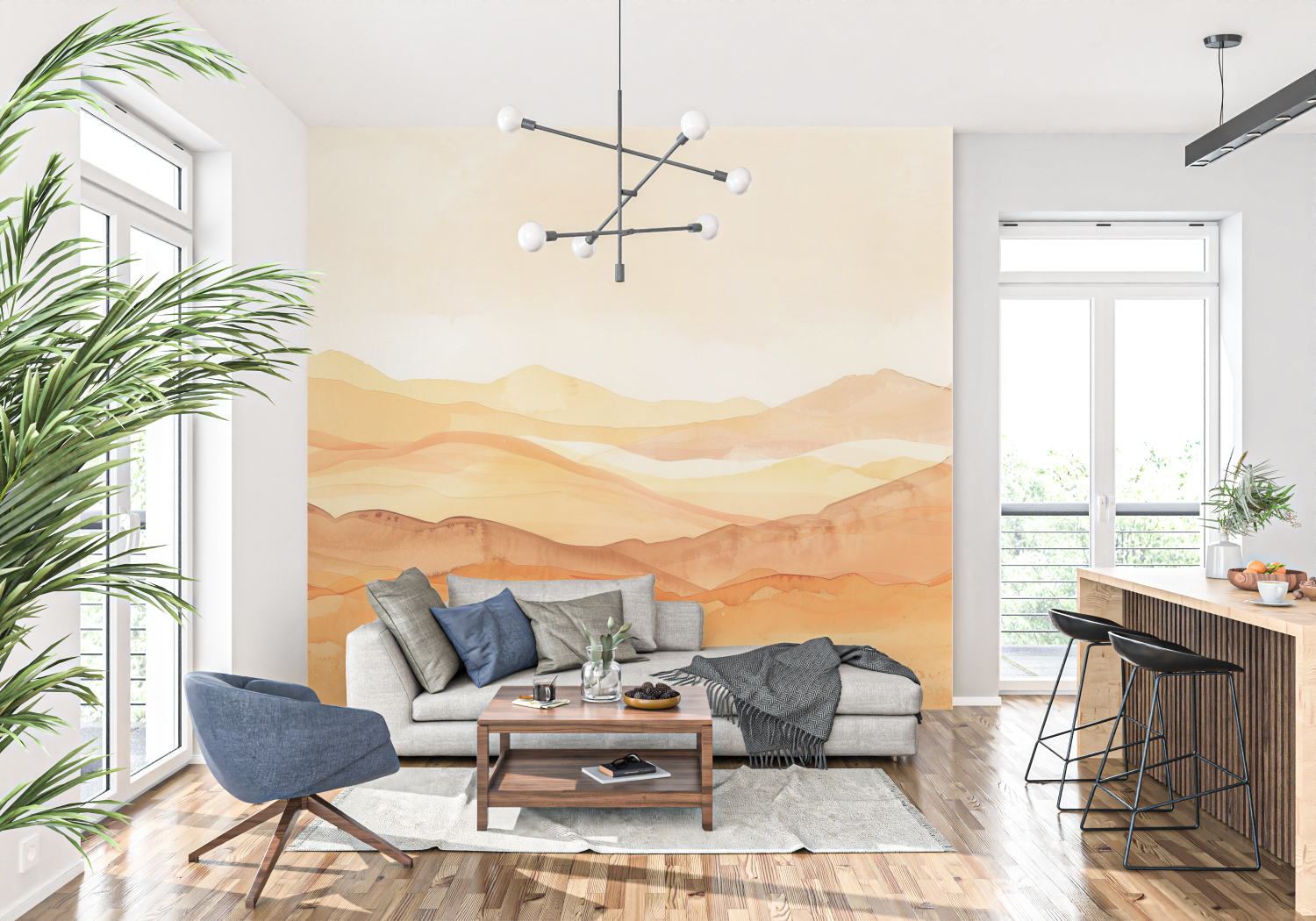 Orange Mountain Wallpaper | Murals Wallpaper