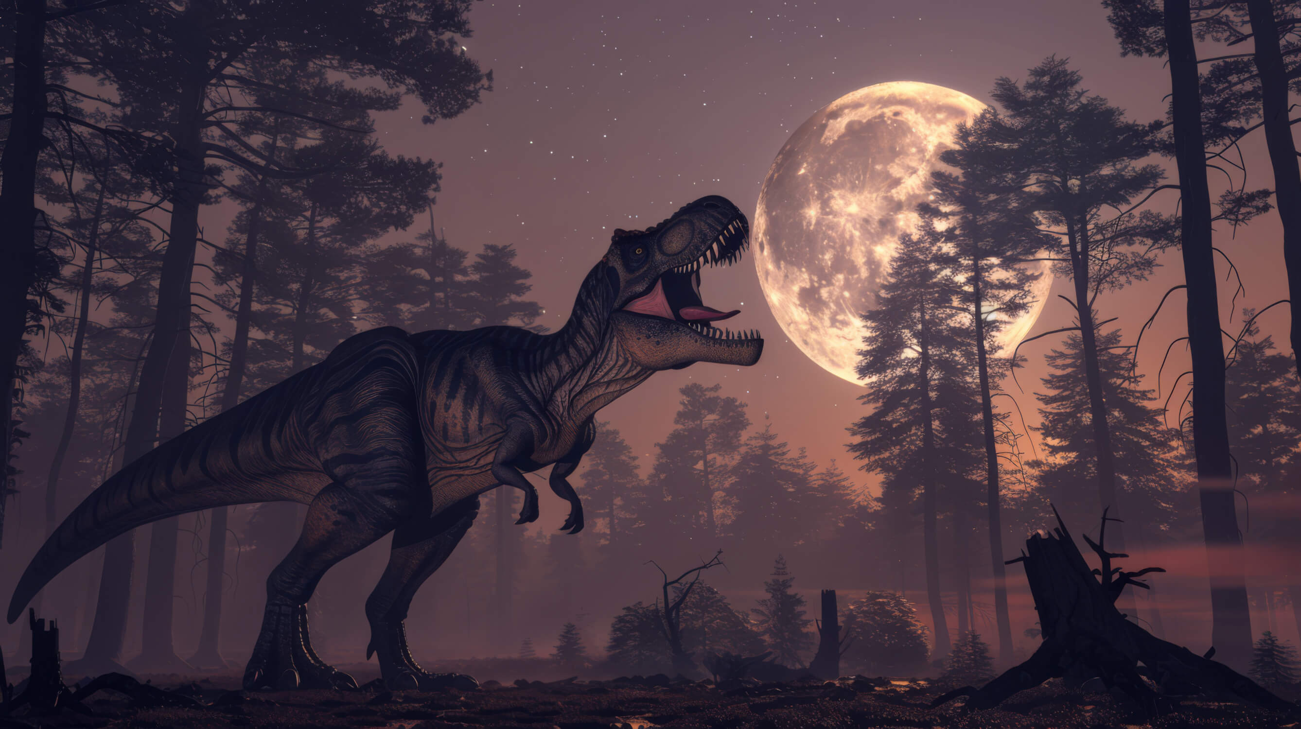 T-Rex Full Moon Wallpaper | Murals Wallpaper