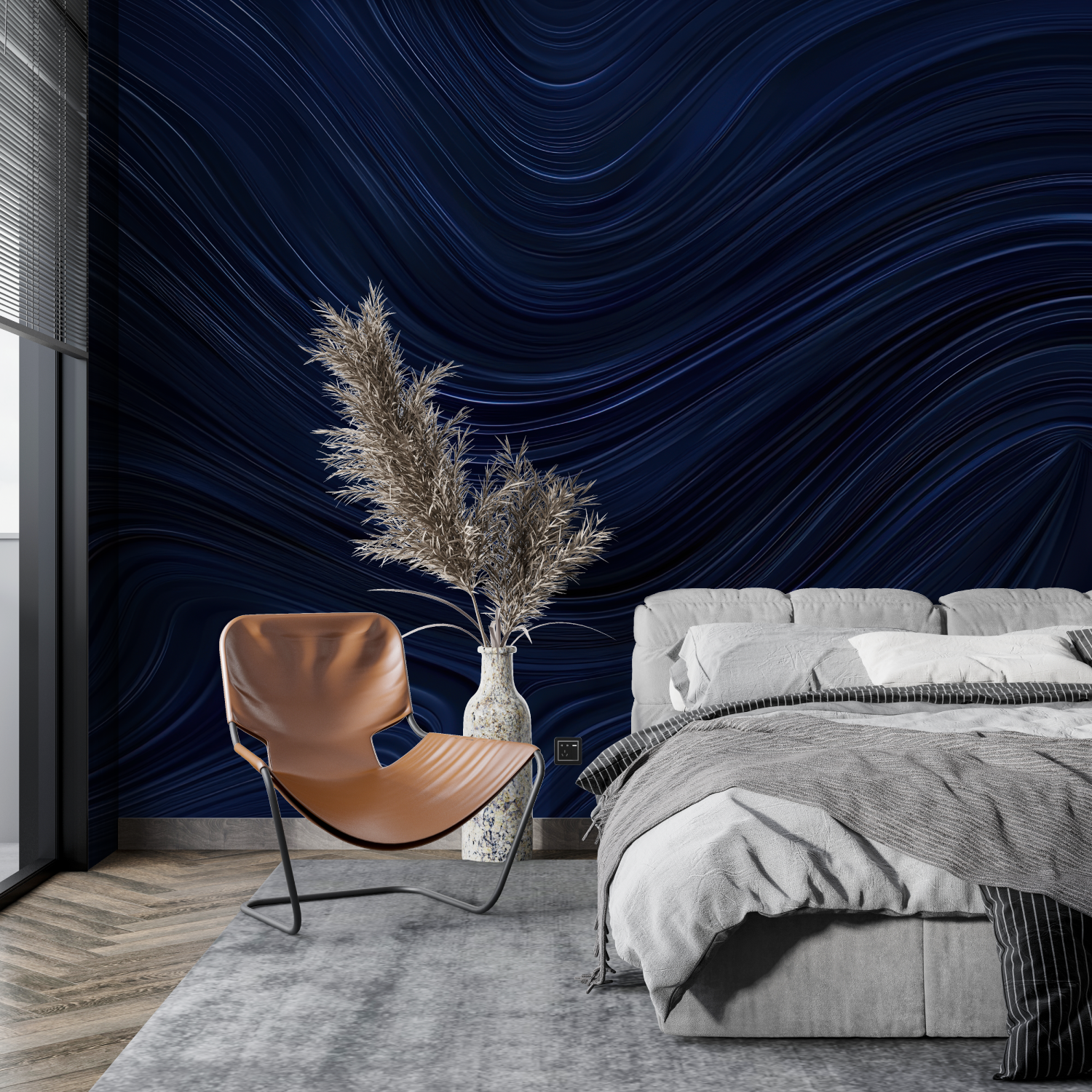 Papier Peint Intissé Bleu Nuit – tendance mur
