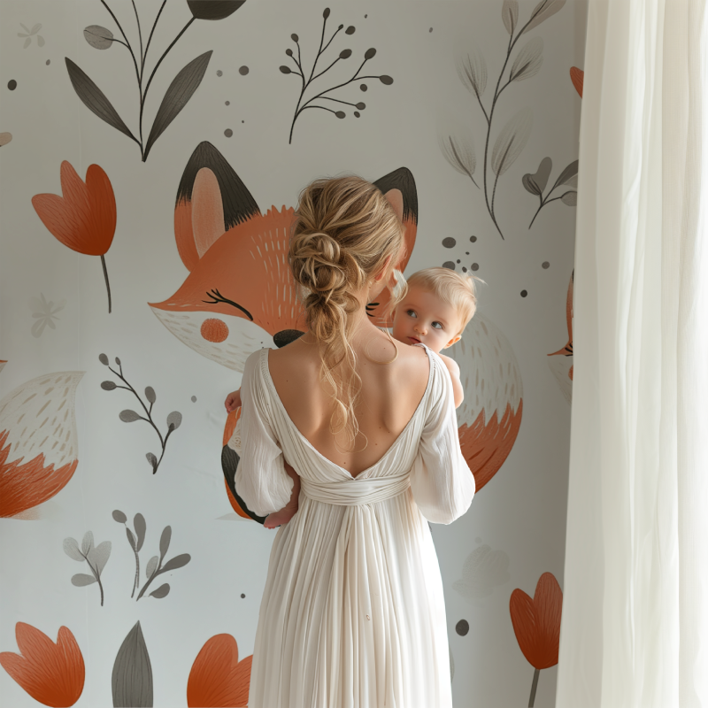 Floral Fox Wallpaper | Murals Wallpaper
