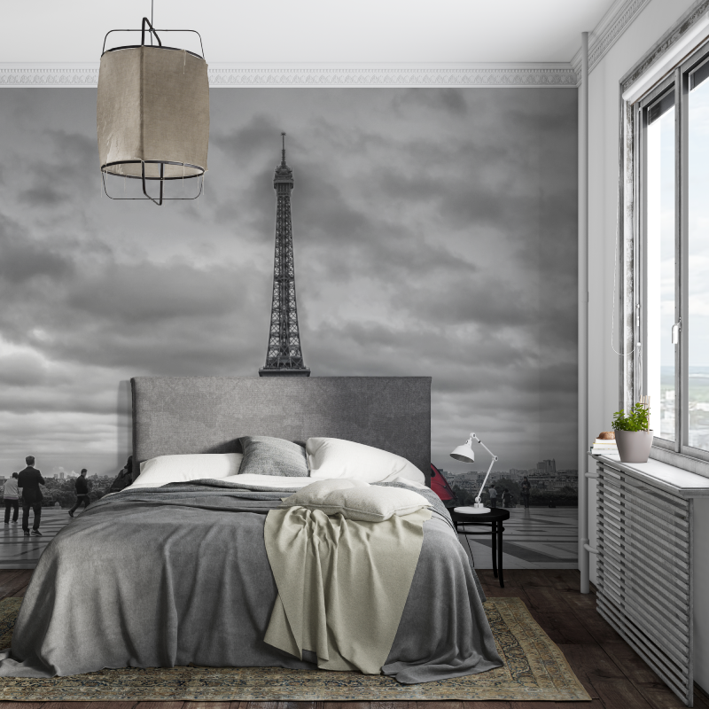 Black and White Wallpaper with Red Car | Murals Wallpaper