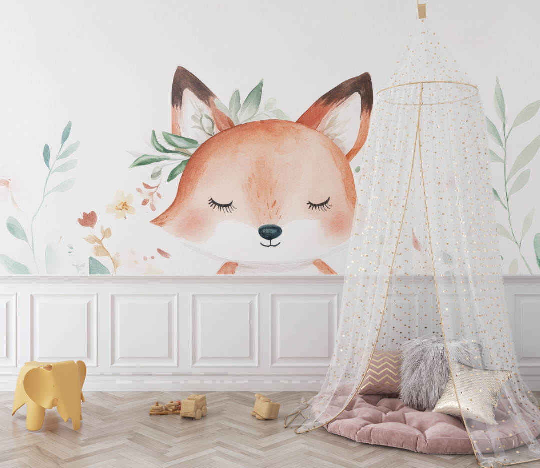 Bohemian Fox Wallpaper White Background | Murals Wallpaper