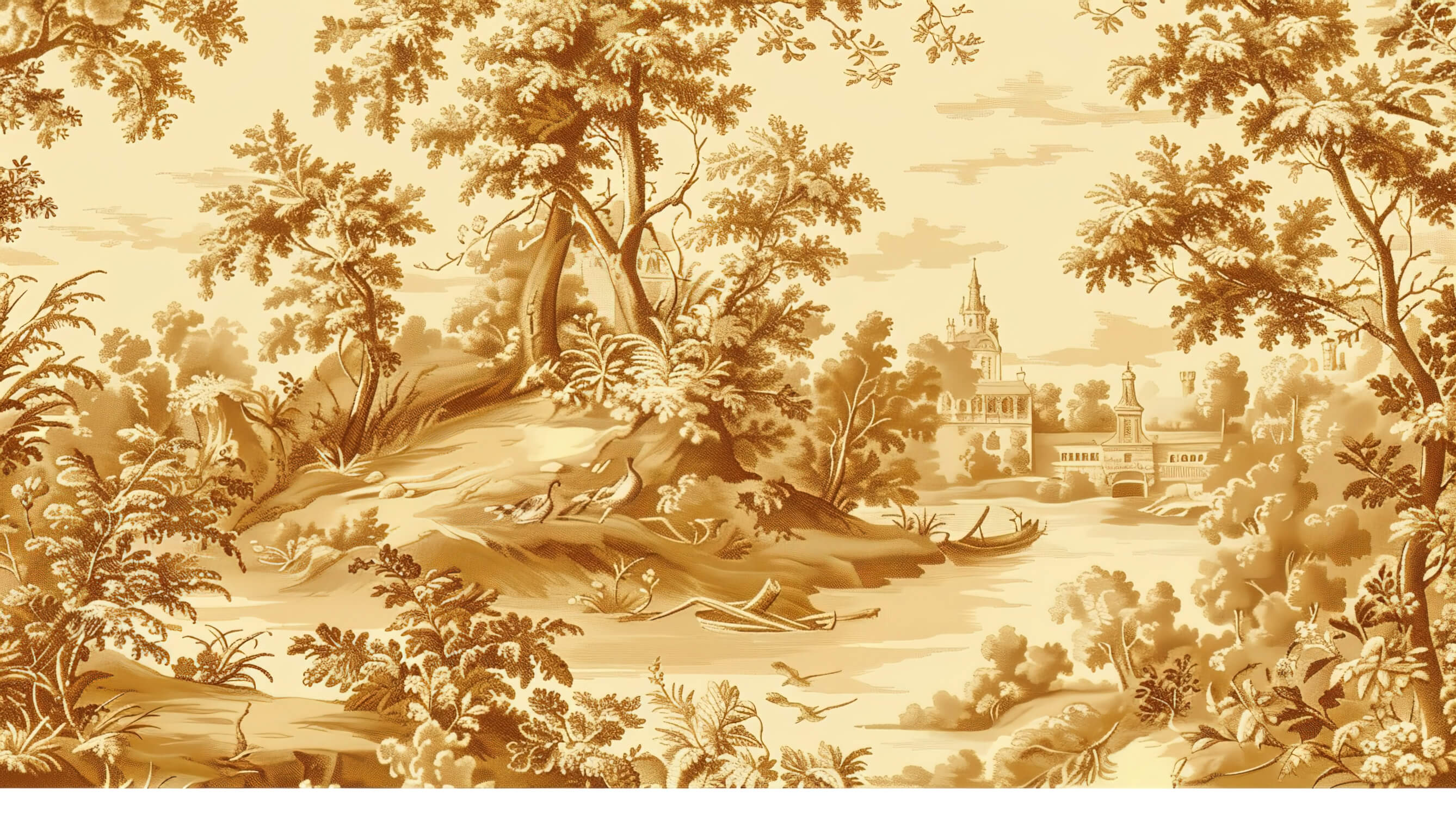 Yellow Landscape Toile Wallpaper | Murals Wallpaper