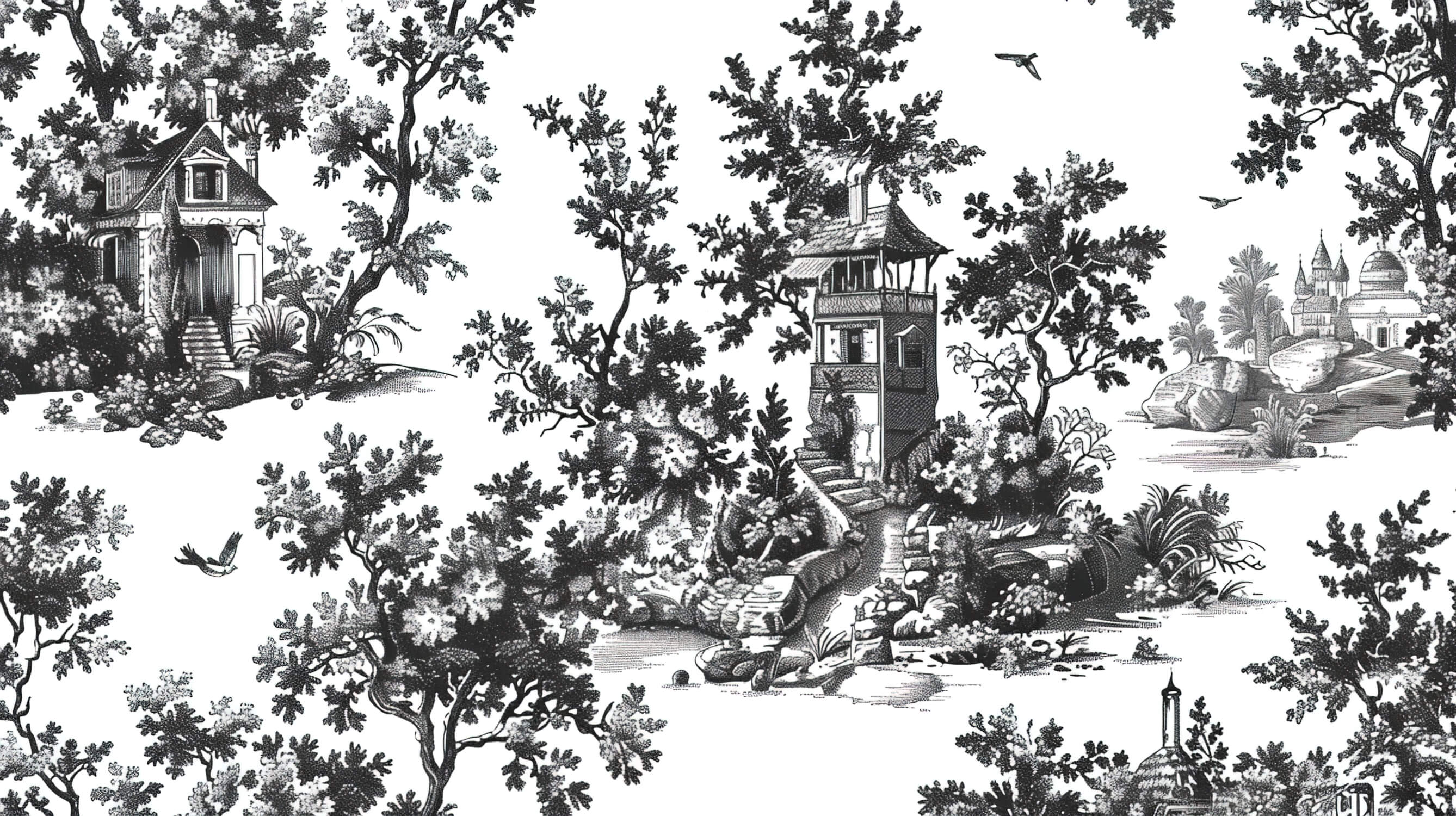Black and White Toile Wallpaper | Murals Wallpaper