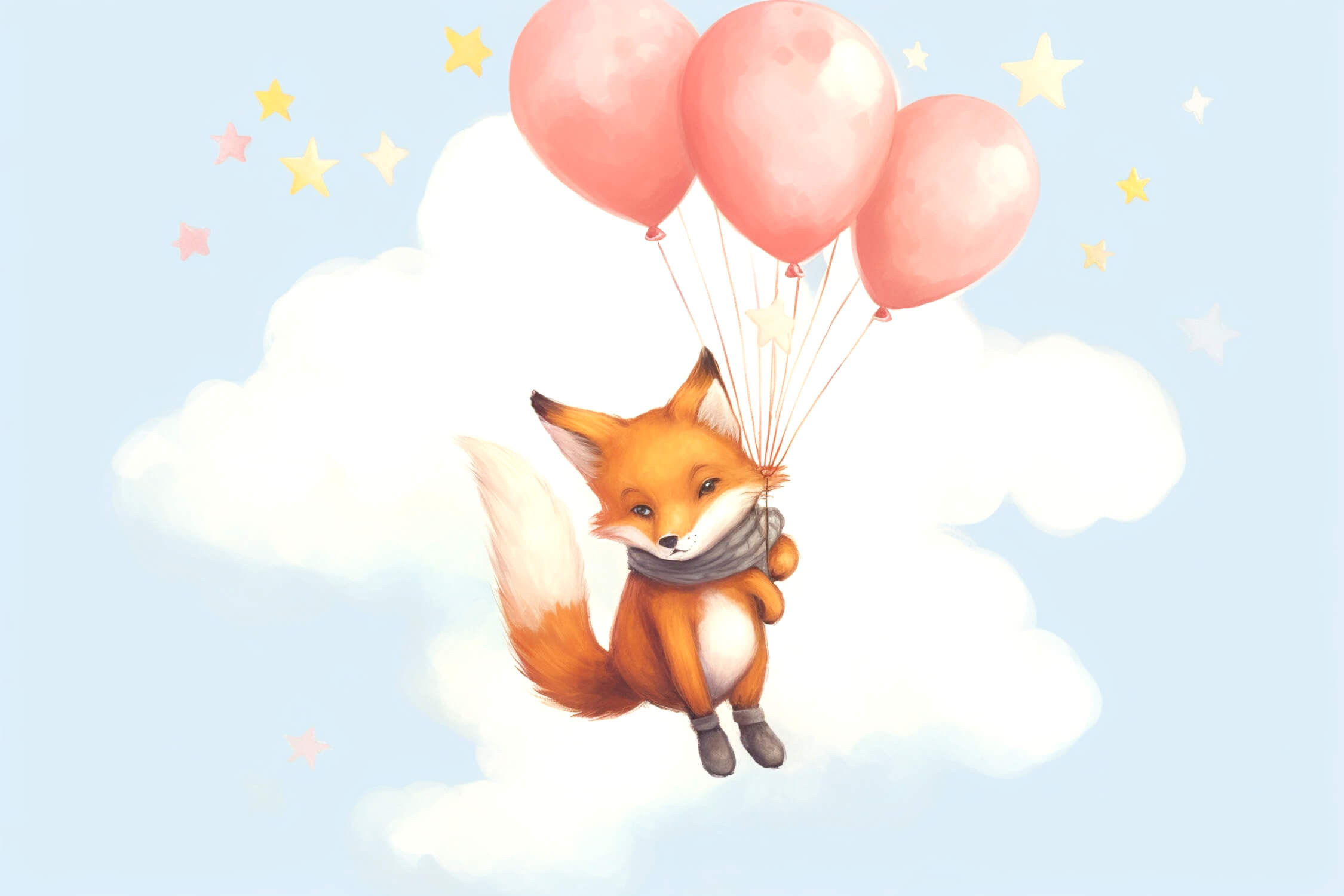 Fox Wallpaper with Balloon | Murals Wallpaper