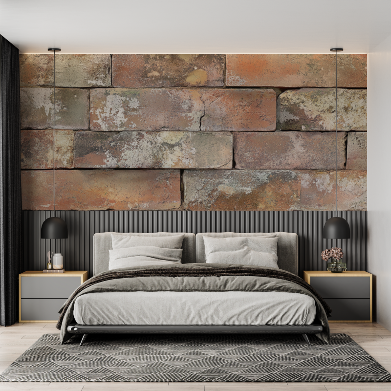 Terracotta Wallpaper with Weathered Texture | Murals Wallpaper