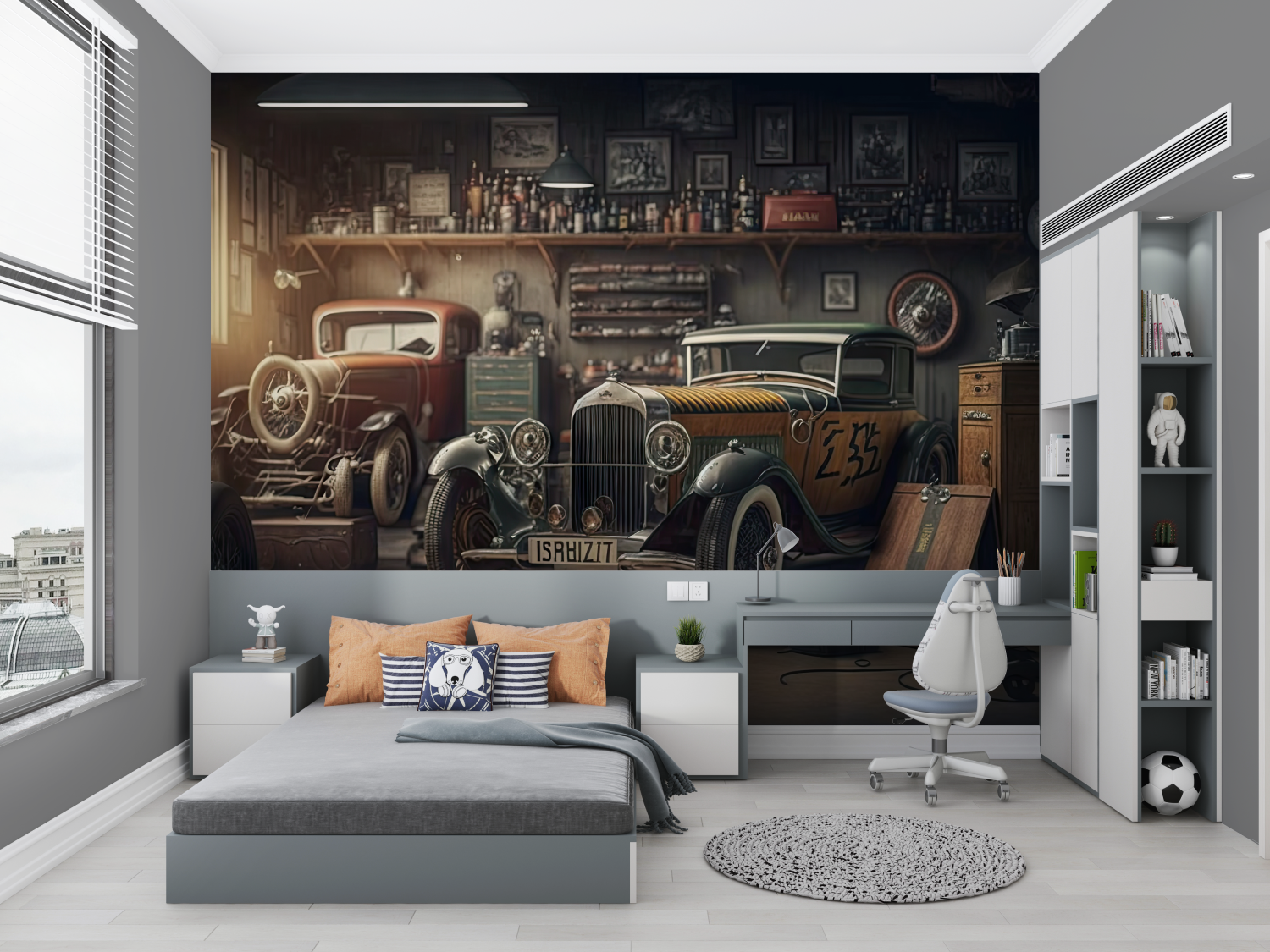 Papier peint panoramique voiture ancienne chambre petit