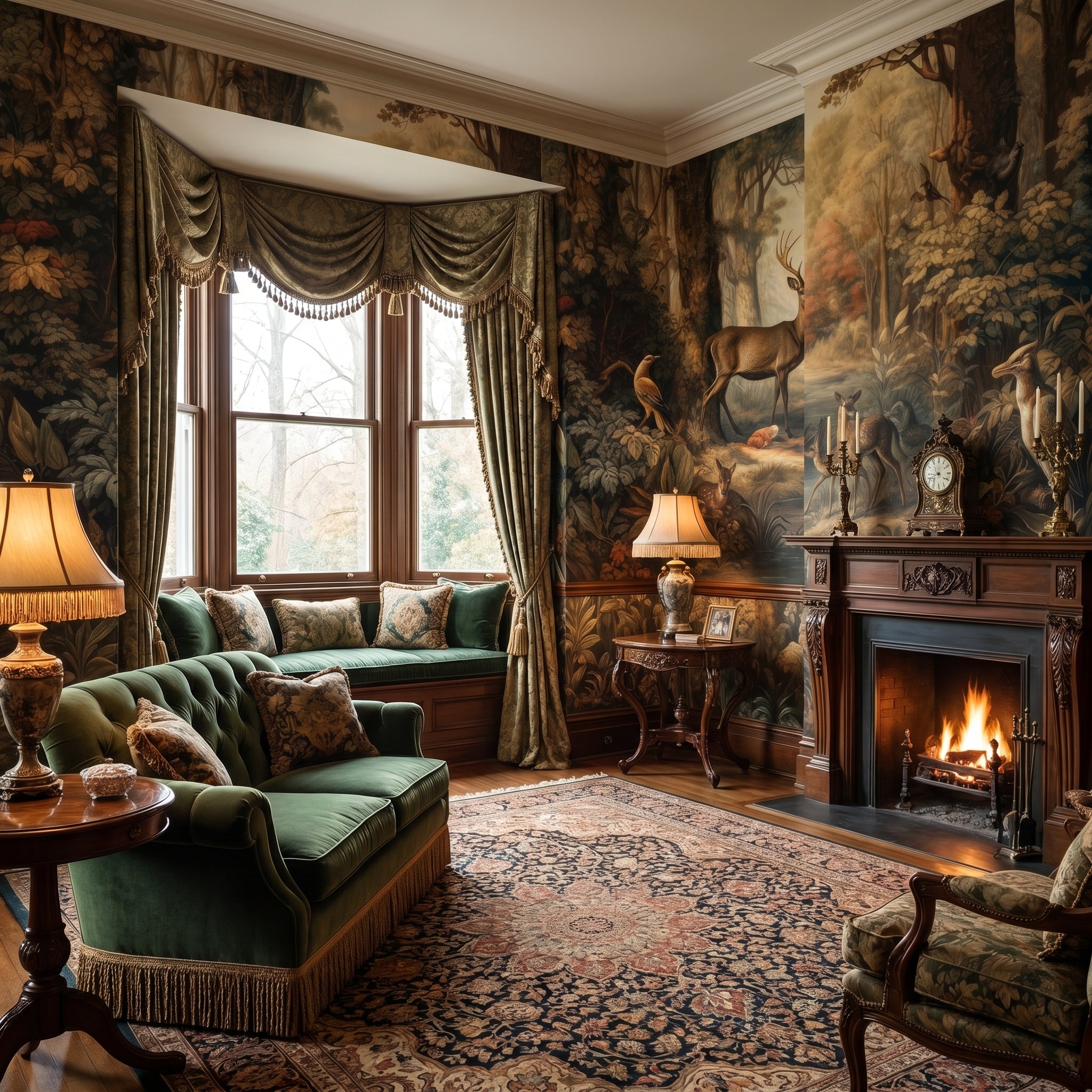 Panoramic Animals Vintage Verdure Wall Mural