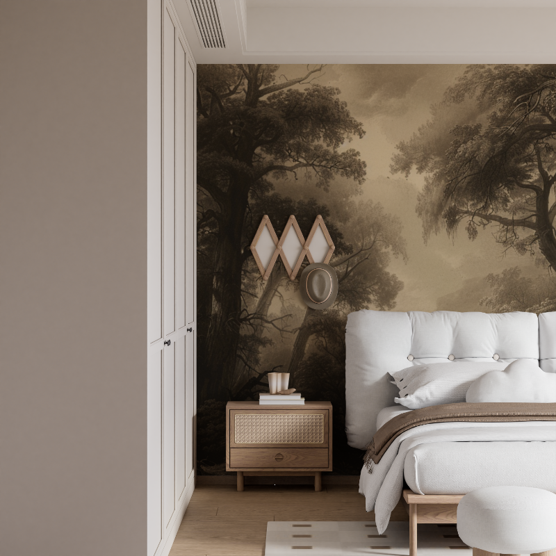 Panoramic Forest Wallpaper for Living Room | Murals Wallpaper