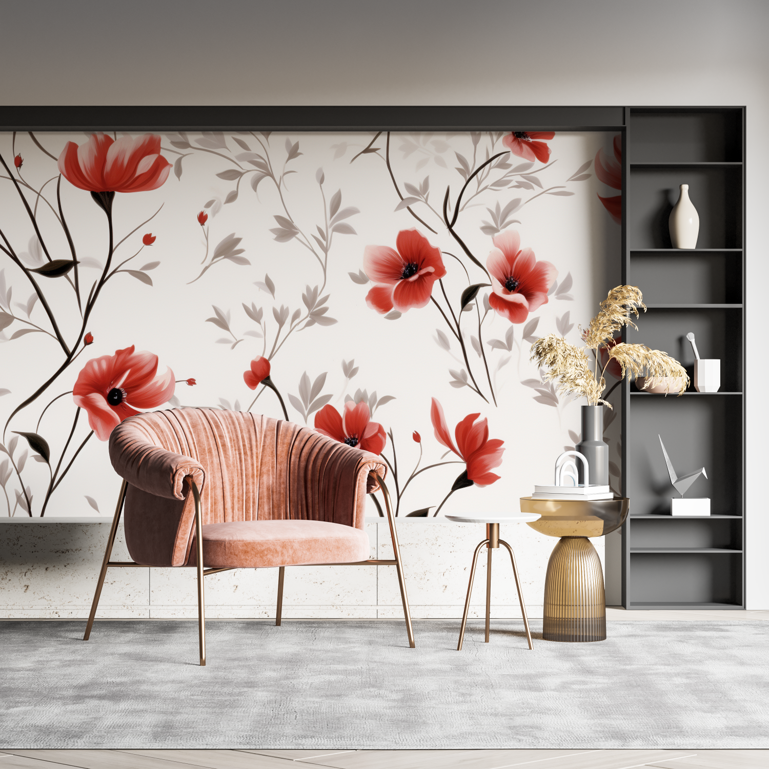 Red and Gray Pattern Wallpaper | Murals Wallpaper