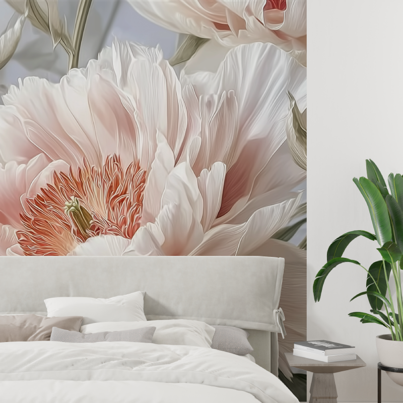 Panoramic big flower mural wallpaper tapisserie tendance