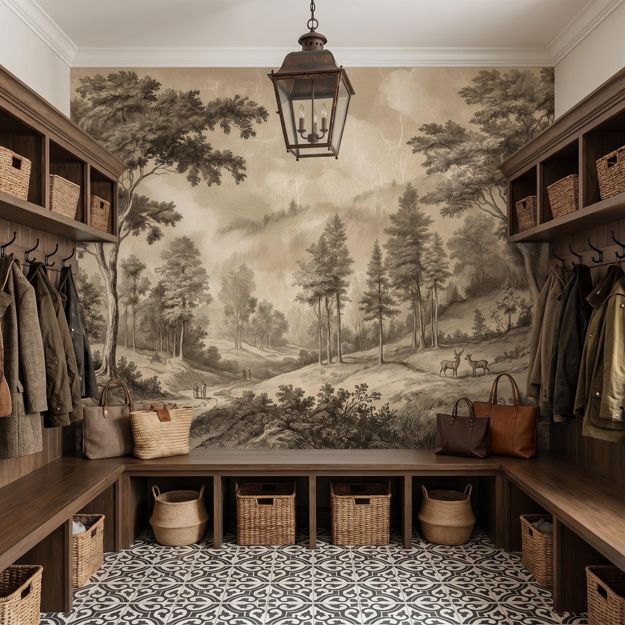 Panoramic Old Vintage Forest Wall Mural