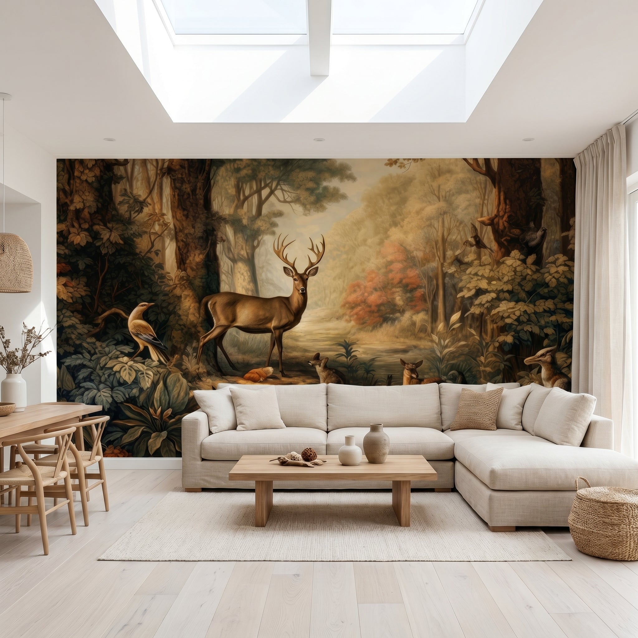 Panoramic Animals Vintage Verdure Wall Mural