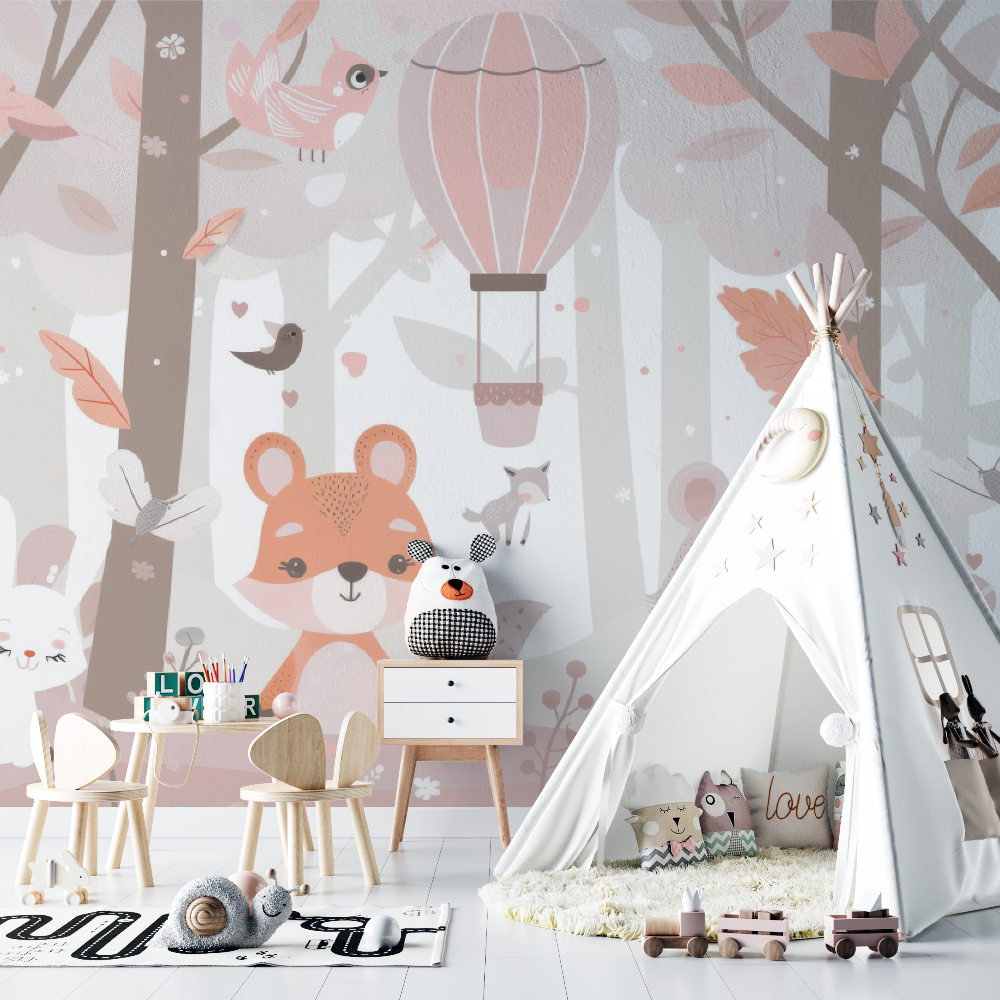 Tapete für Babys, Amis de la Forest Rose – Kinderzimmer