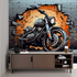 Motorrad- und Backstein-Wandbildtapete | Wandbildtapete