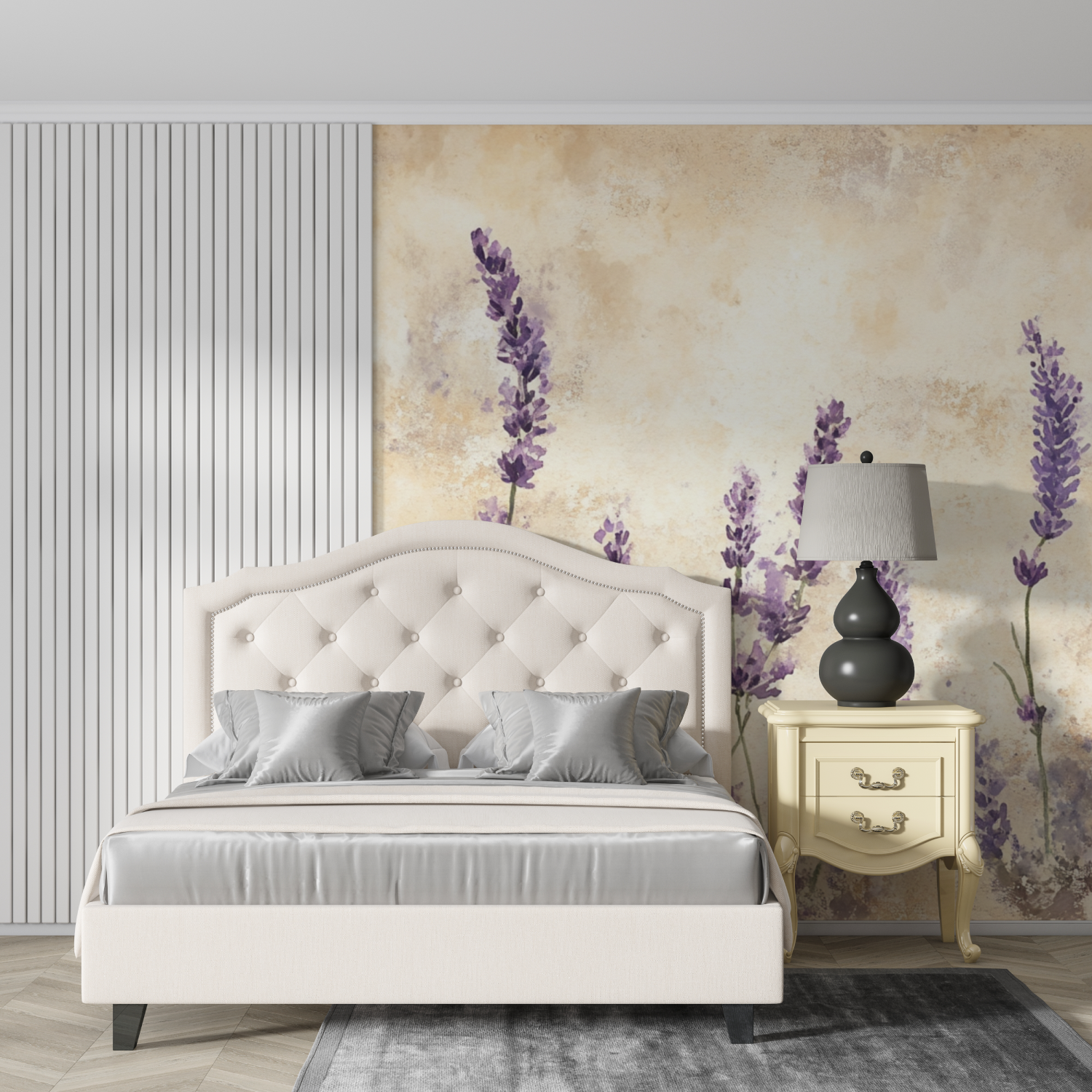 Watercolor Lavender Field Wallpaper | Murals Wallpaper