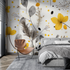 Yellow and Gray Floral Wallpaper | Murals Wallpaper