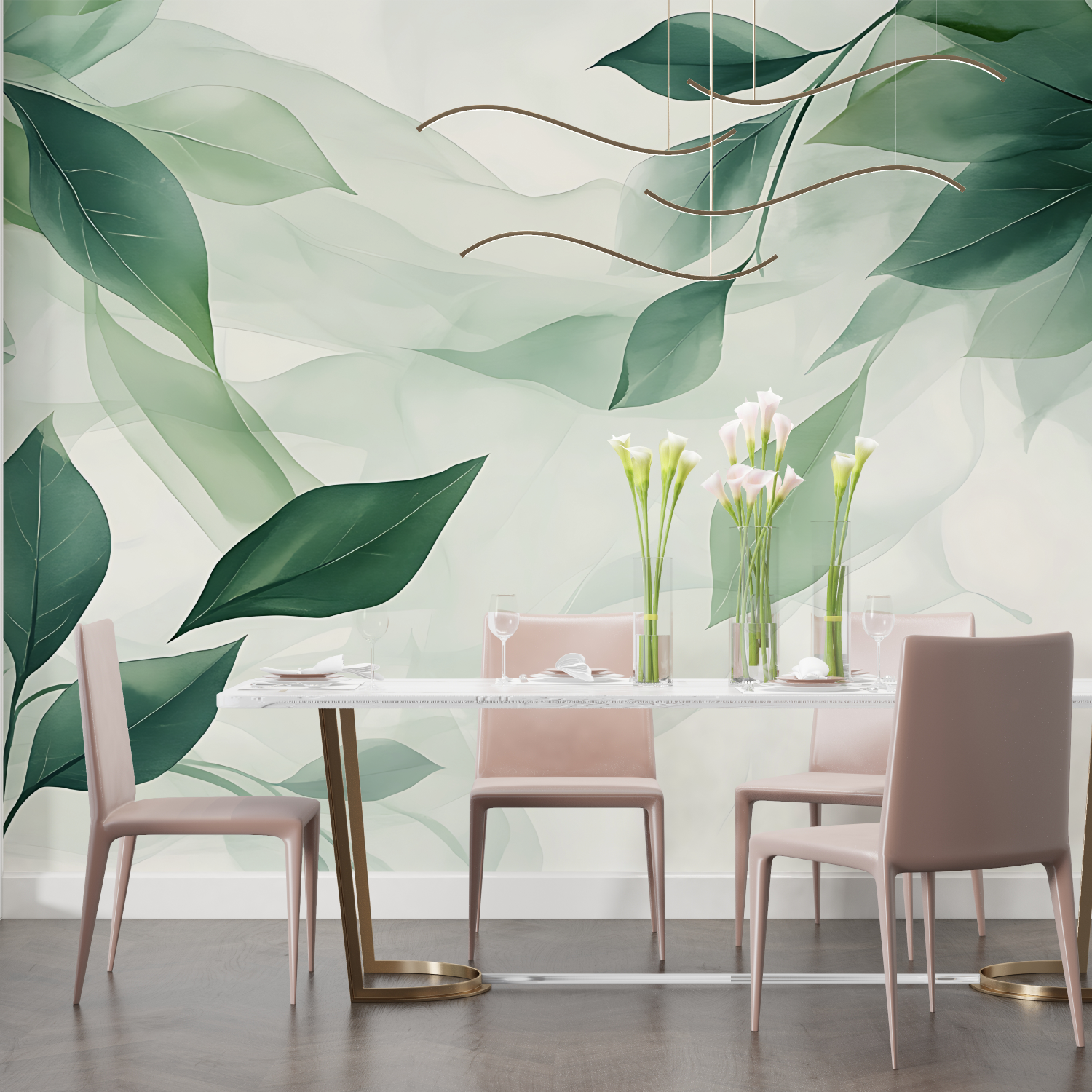 Watercolor Green Leaves Wallpaper | Murals Wallpaper