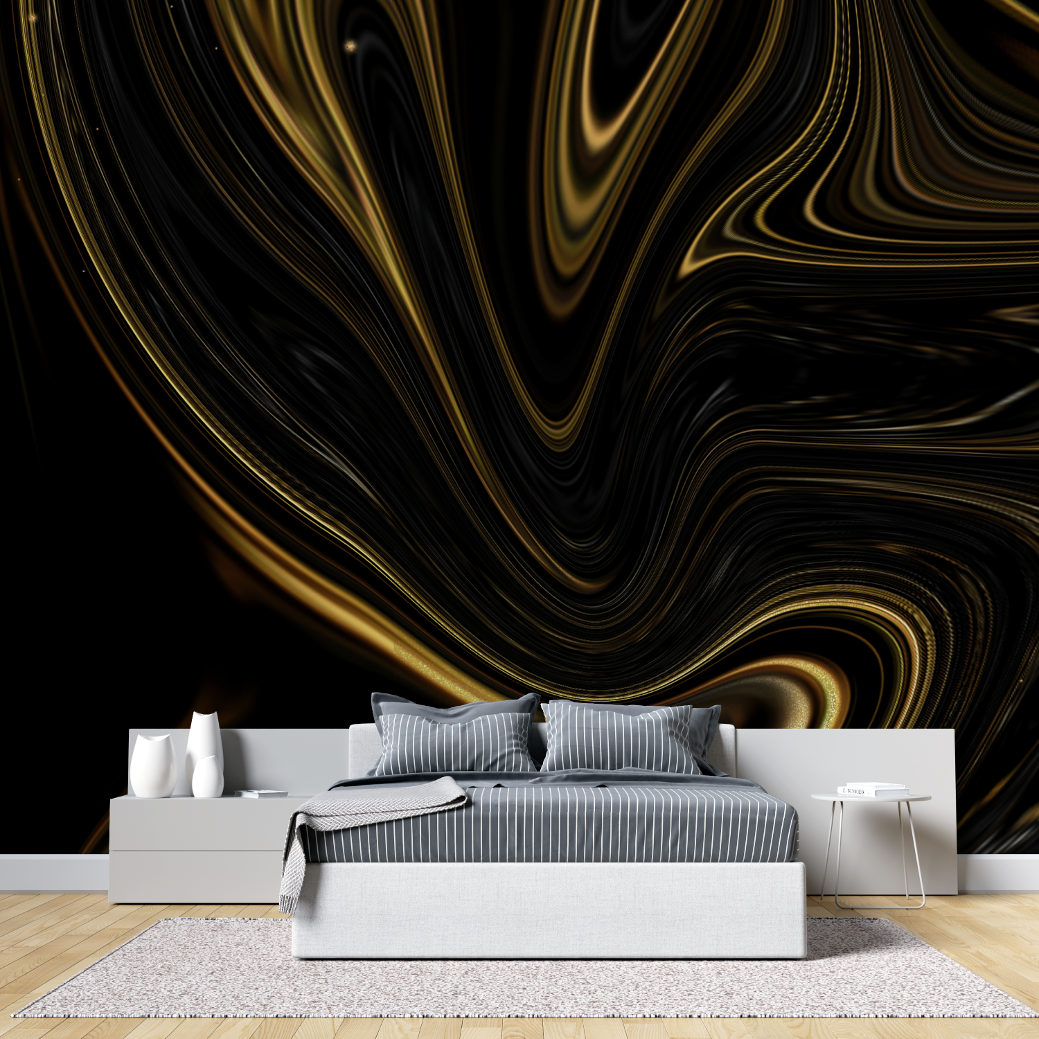 Black and Gold Wave Wallpaper | Murals Wallpaper