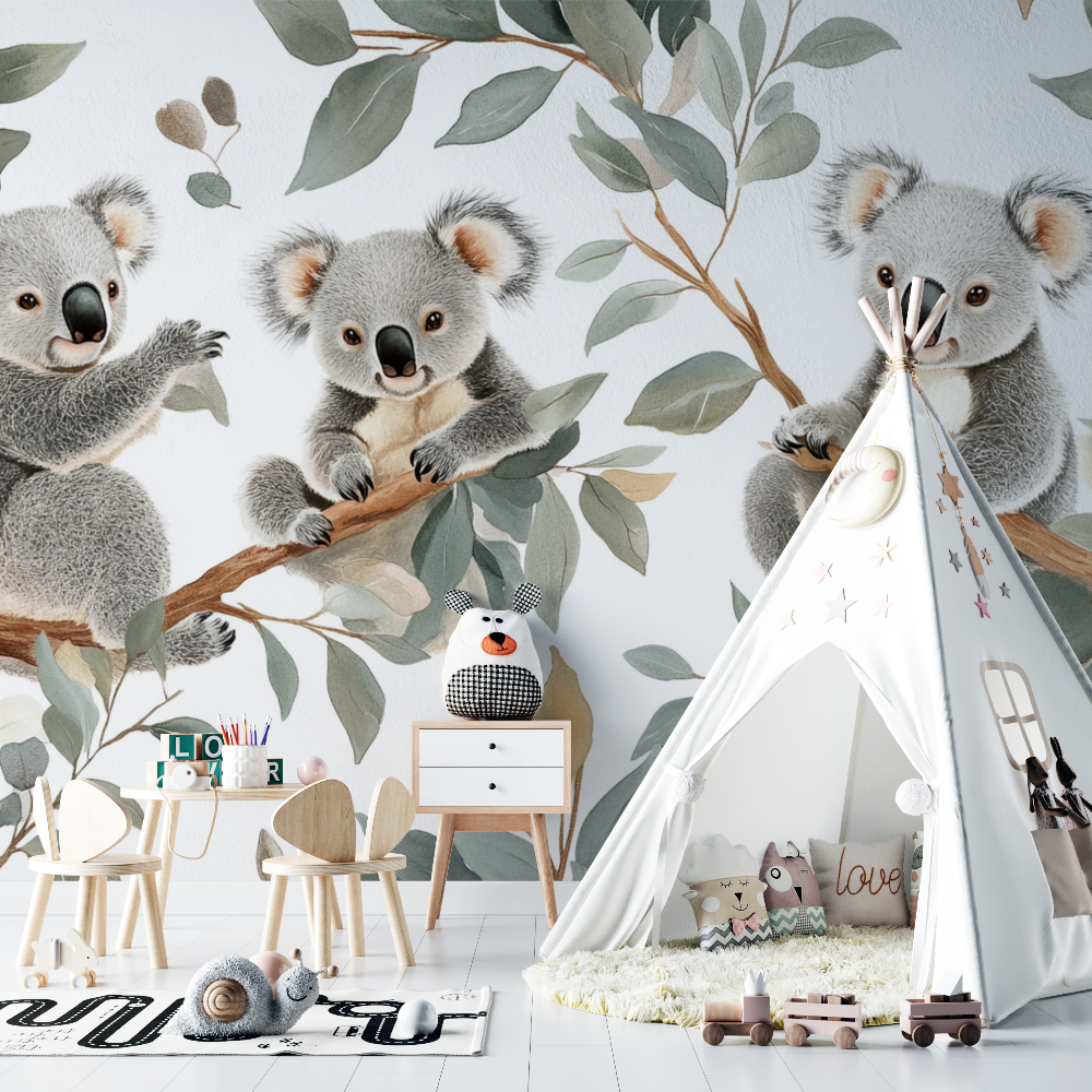 Frosted Leaf Koala Wallpaper | Murals Wallpaper