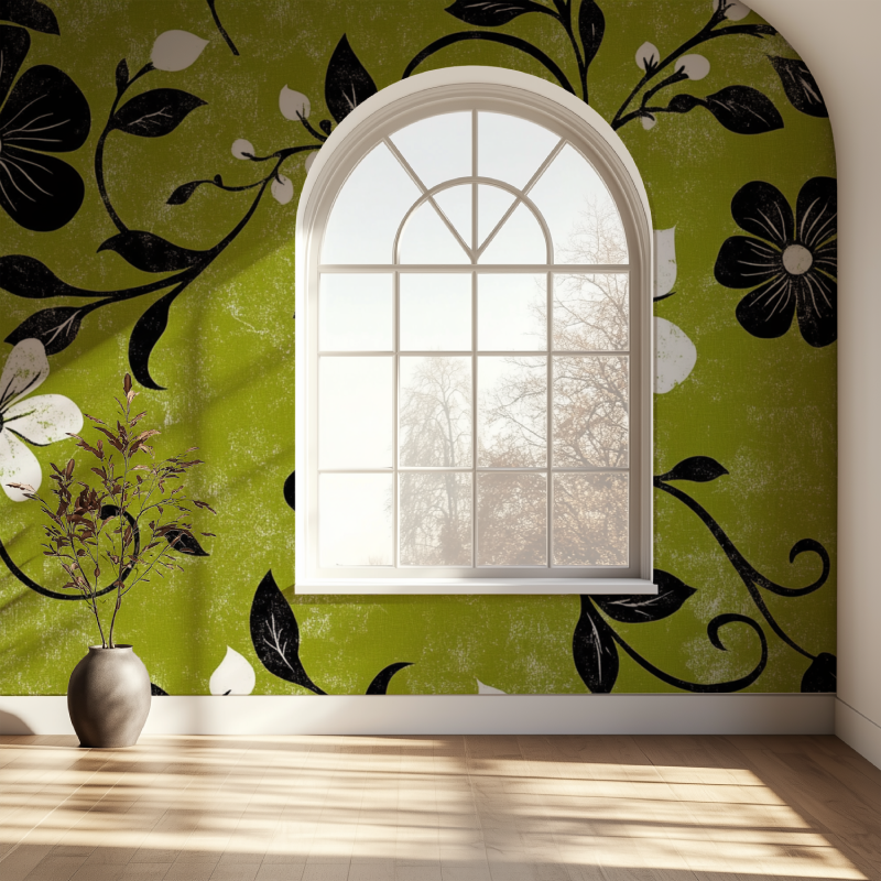 Vintage Green Black and White Wallpaper | Murals Wallpaper