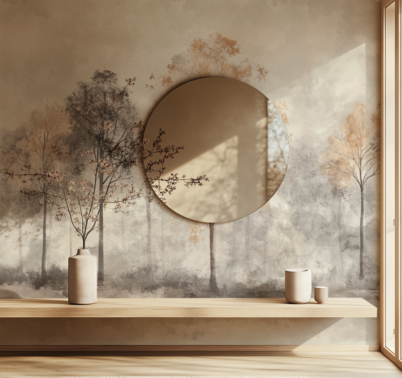 Gray and Brown Tree Wallpaper | Murals Wallpaper