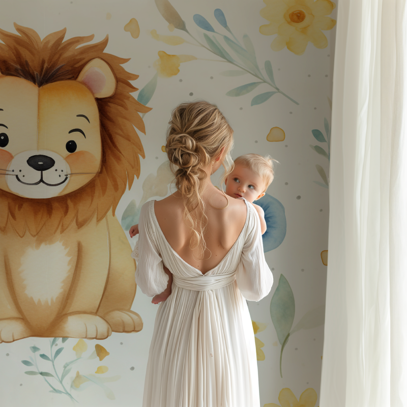 Lion and Minimalist Patterns Wallpaper | Murals Wallpaper