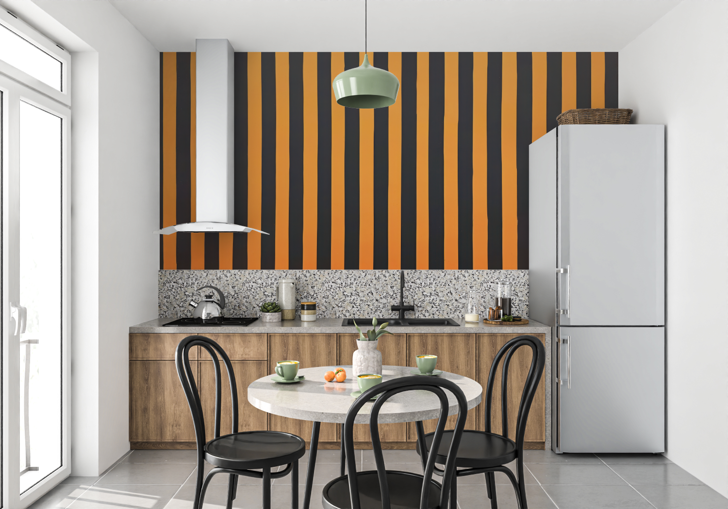 Orange and Black Striped Wallpaper | Murals Wallpaper