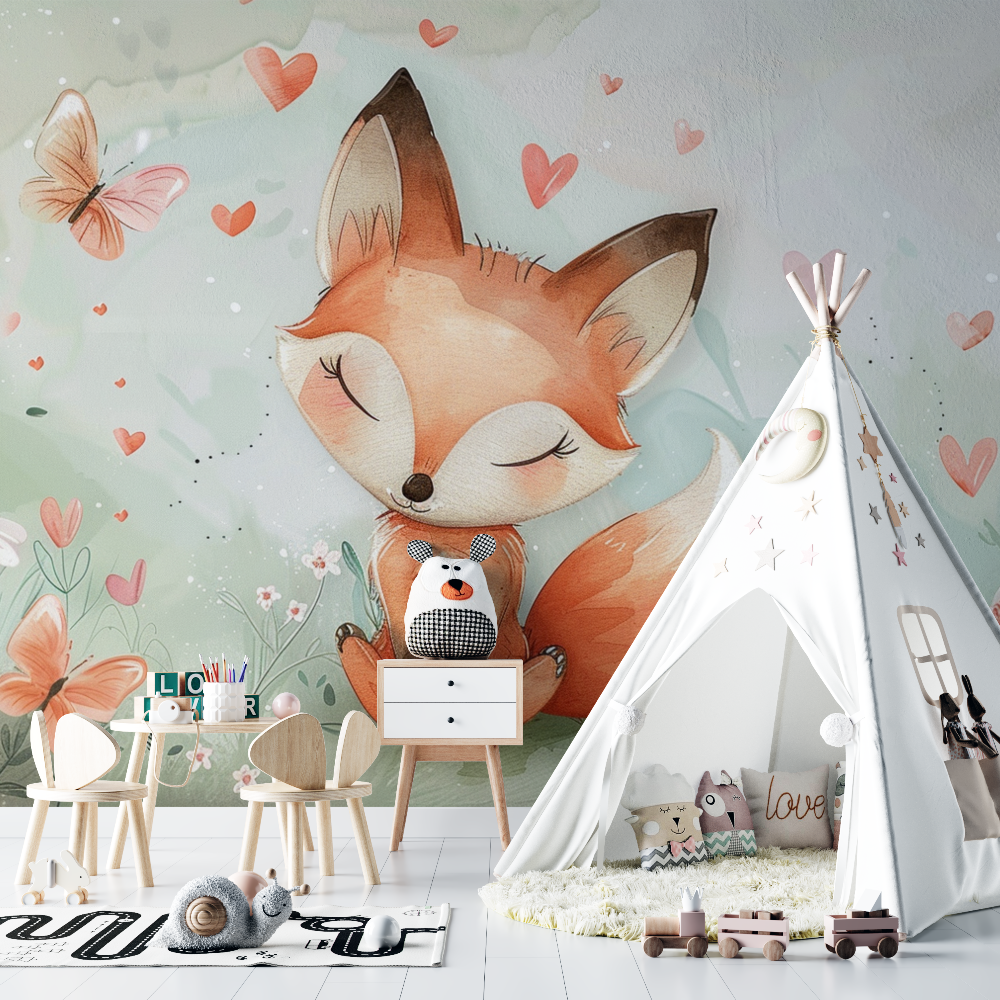 Baby Fox Wallpaper for Nursery | Murals Wallpaper