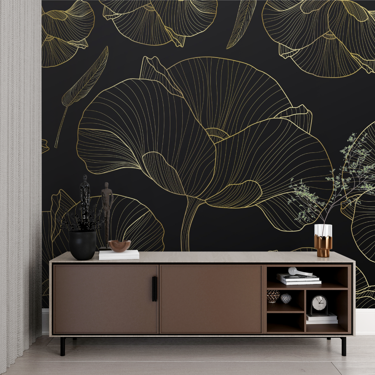 Black Ginkgo Wallpaper | Murals Wallpaper