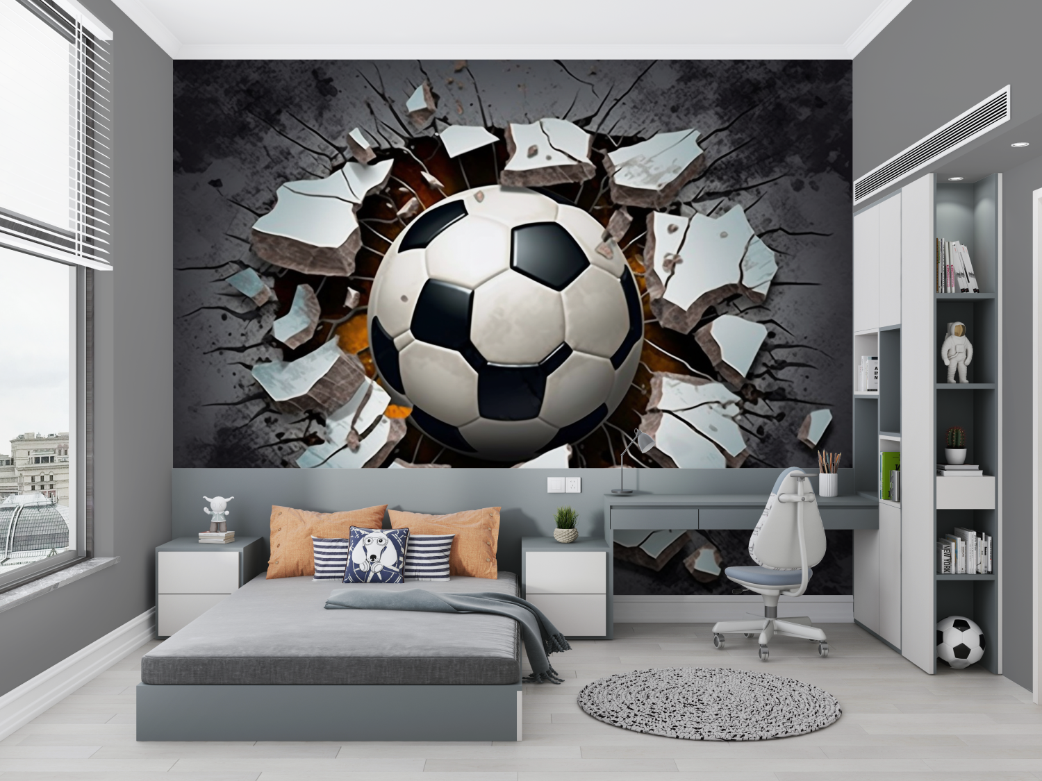 3D Black Soccer Wallpaper | Murals Wallpaper
