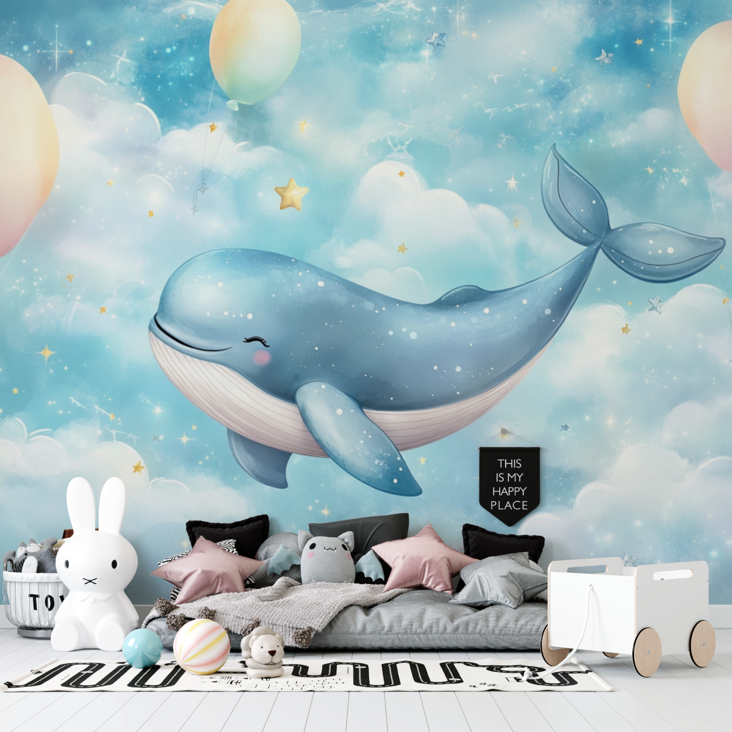 Whale-Themed Cloud Marine Wallpaper | Murals Wallpaper