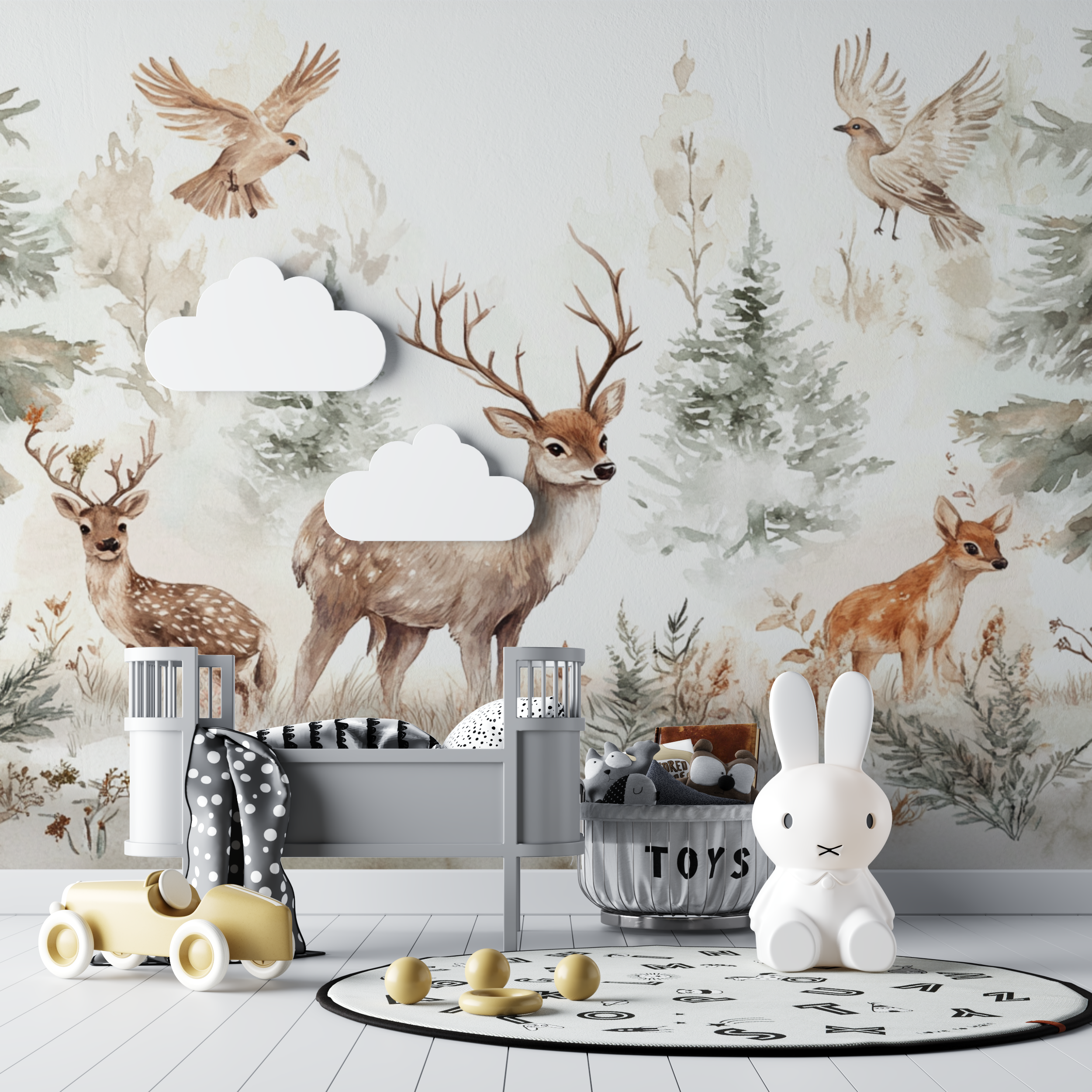 Enchanted Baby Forest Animal Wallpaper | Murals Wallpaper