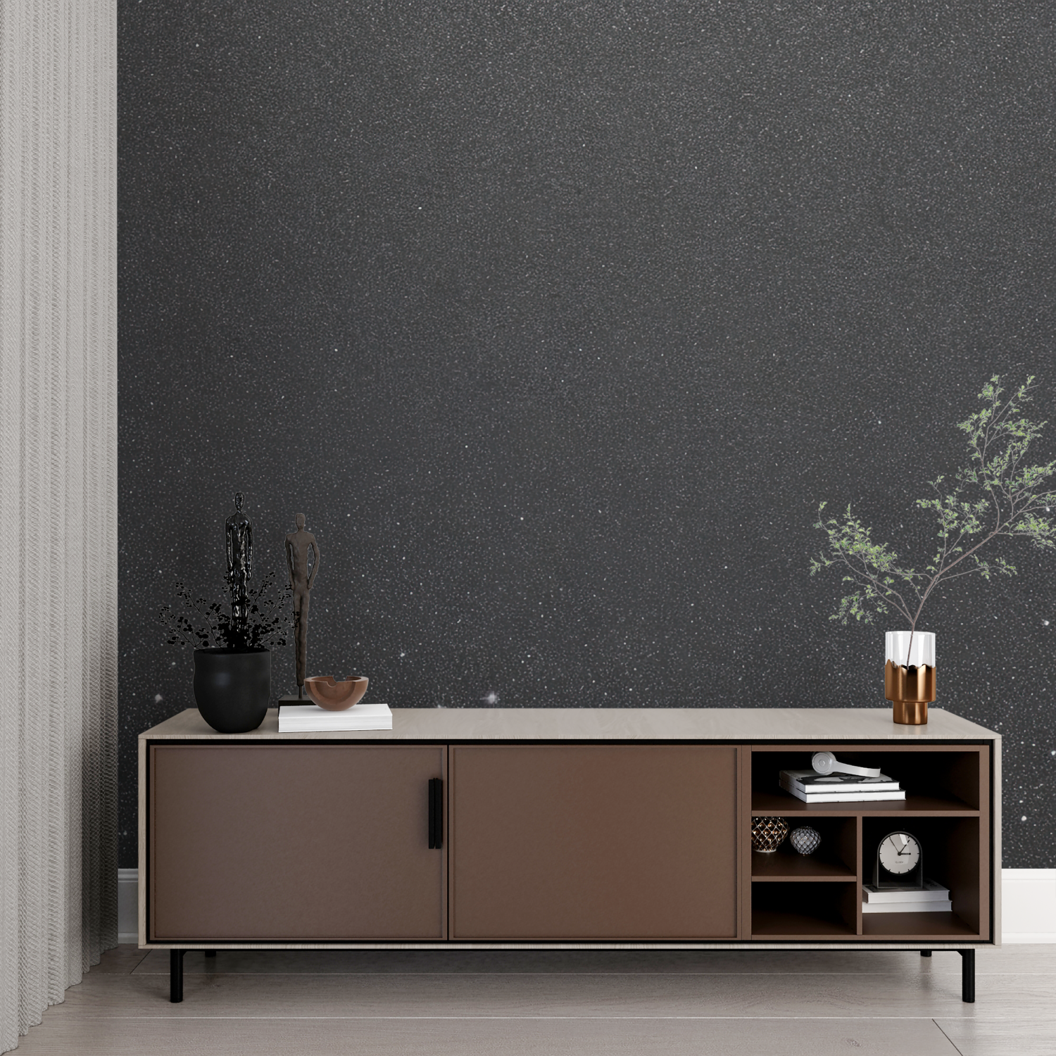 Charcoal Gray Glitter Wallpaper | Murals Wallpaper