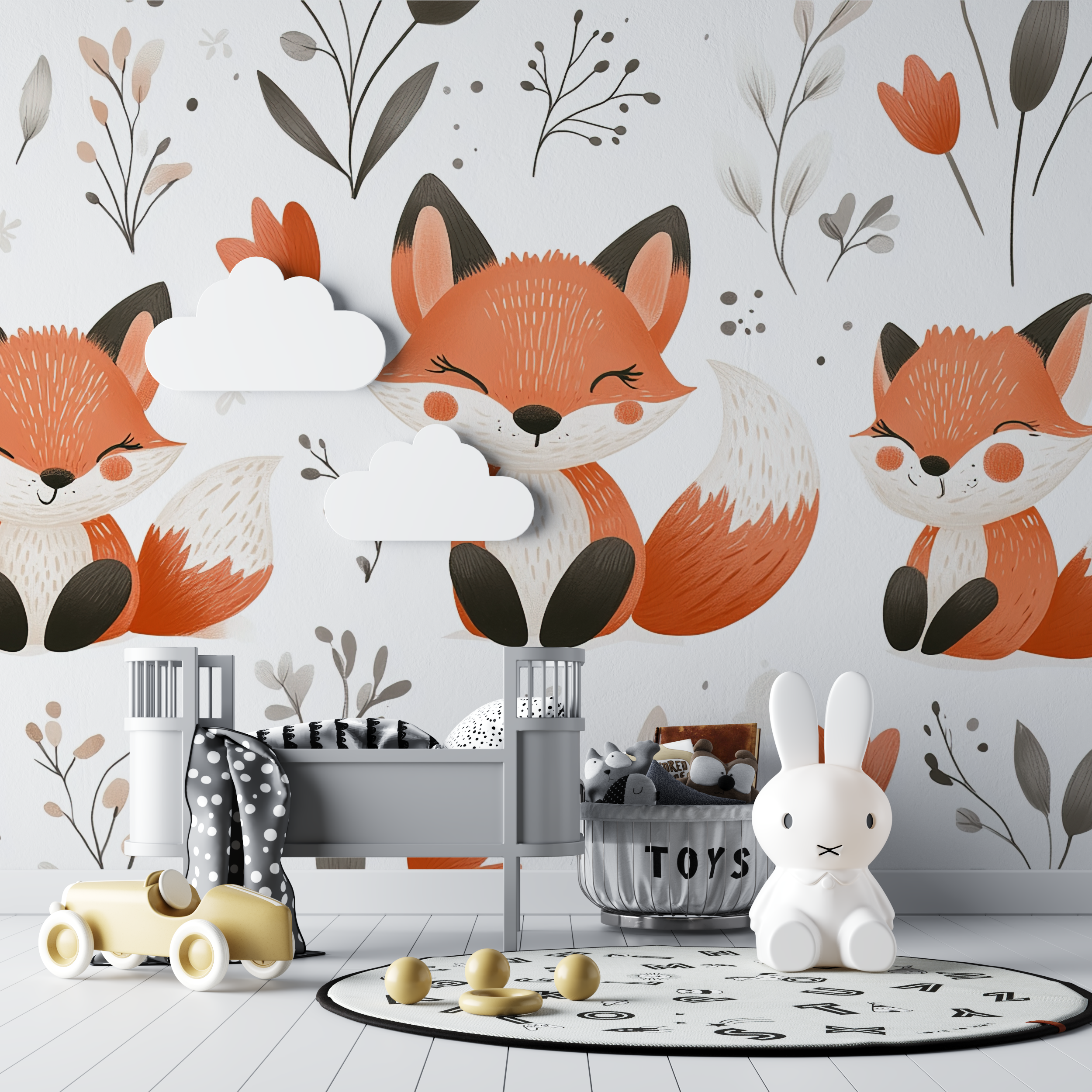 Floral Fox Wallpaper | Murals Wallpaper